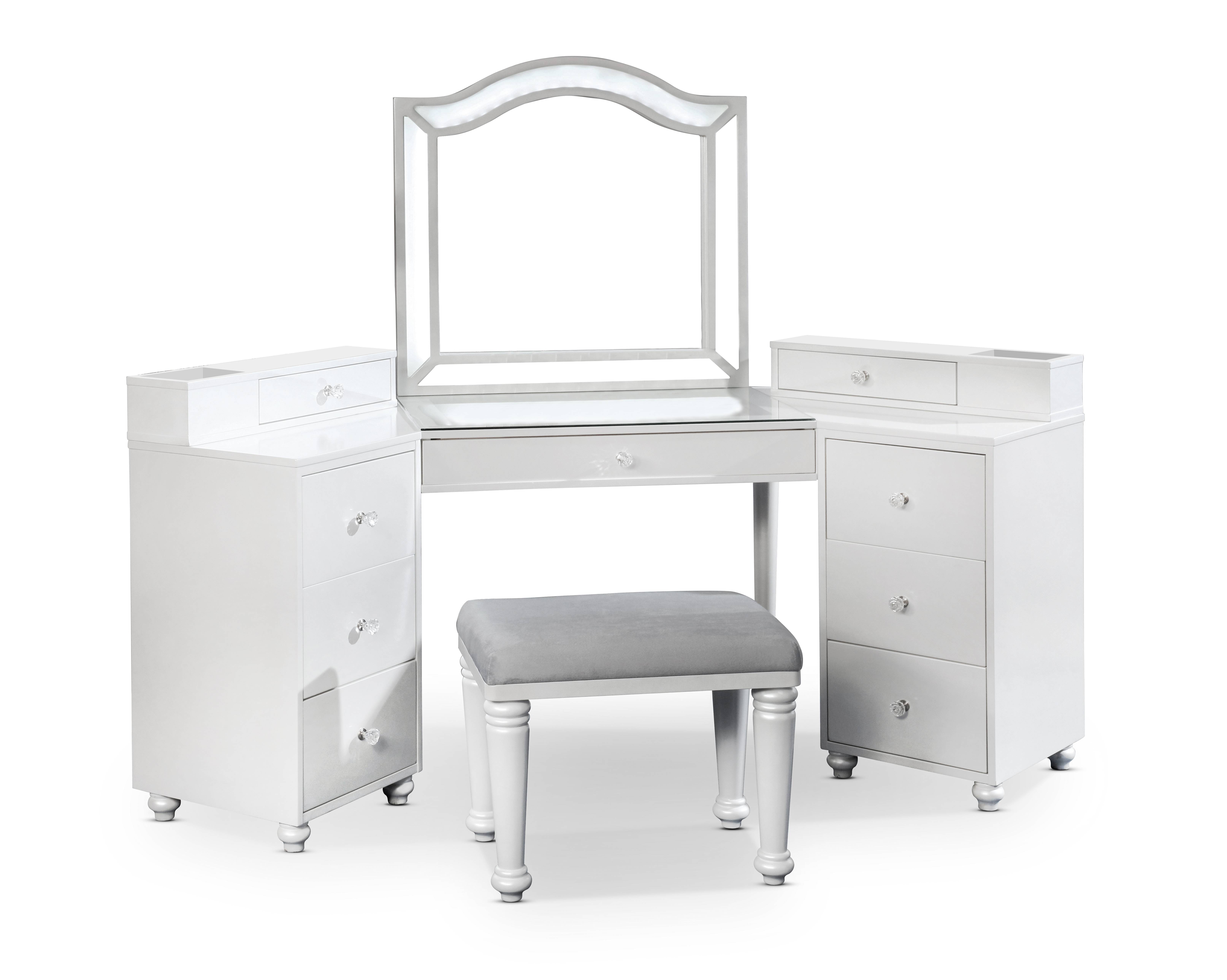 Urman 3-Piece Vanity Set in Glossy White