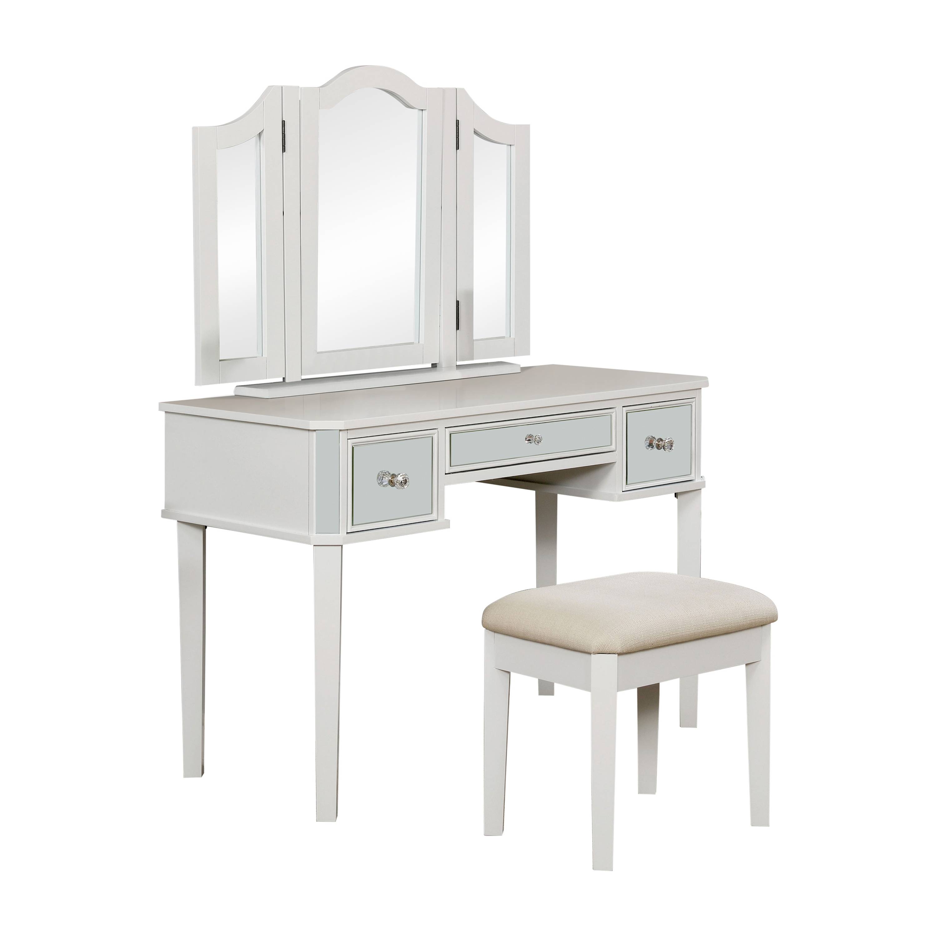 Alma Contemporary Solid Wood Vanity Set in White