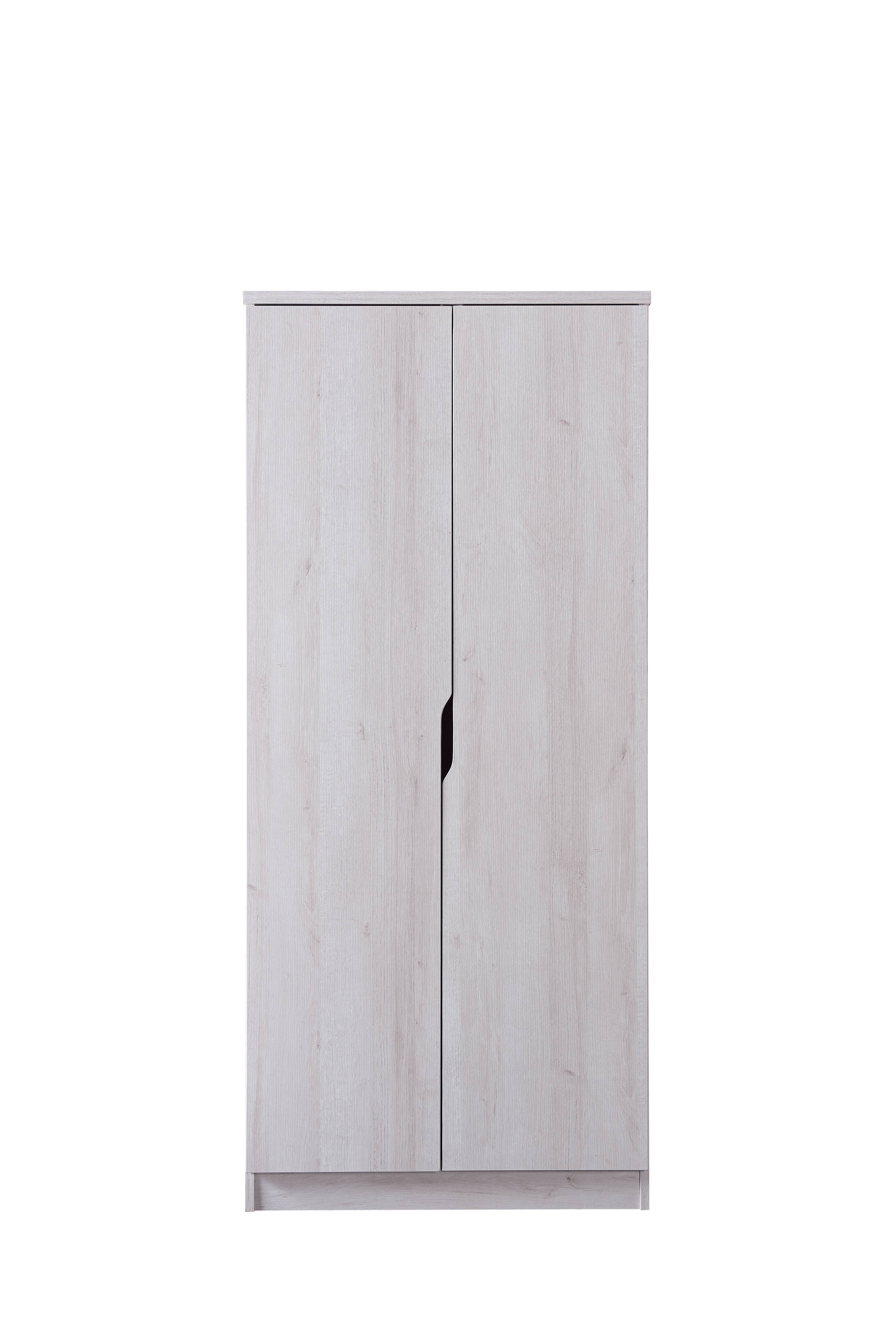 Lare 2-Shelf Wardrobe in White Oak