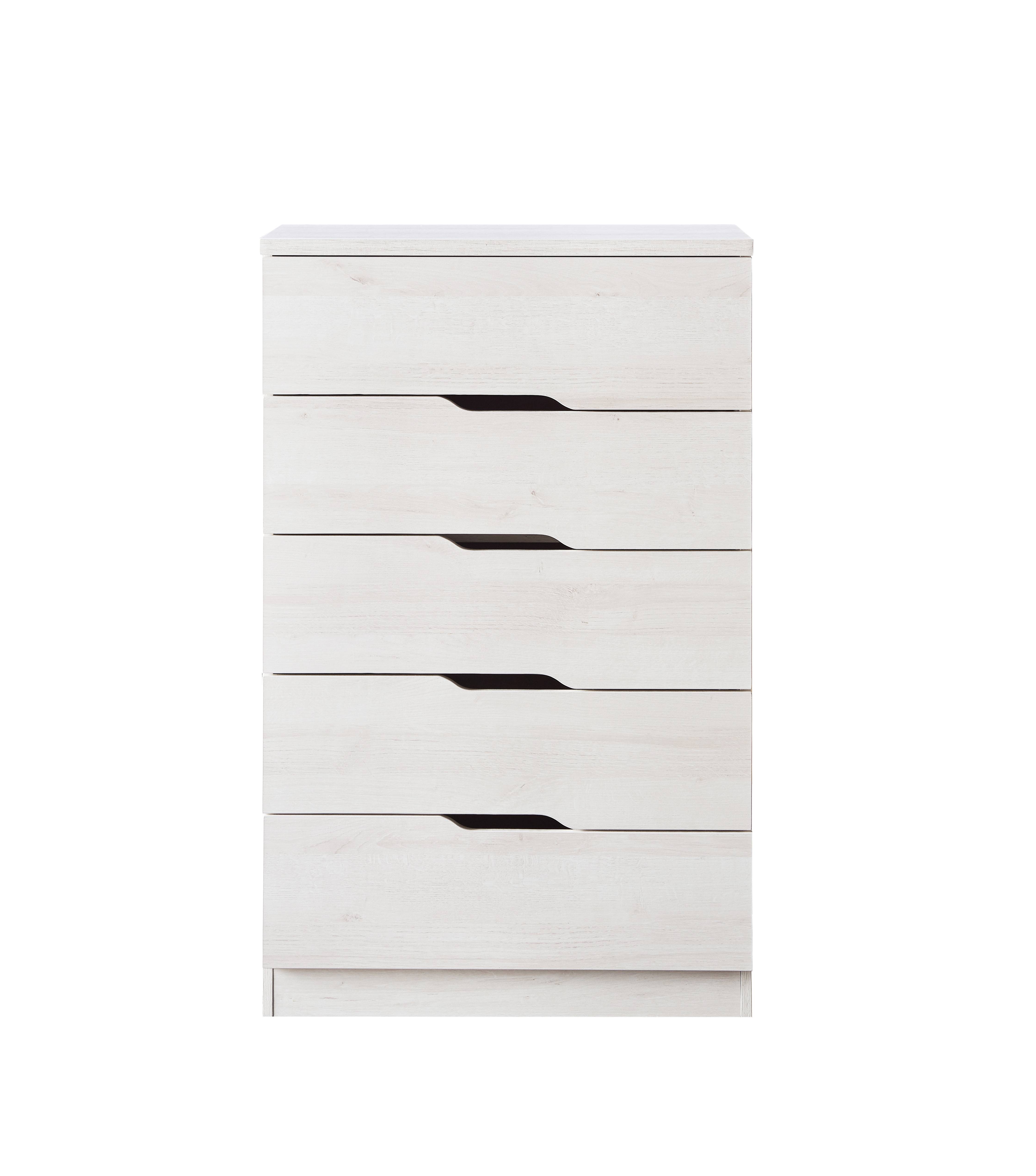 Lare 5-Drawer Chest in White Oak