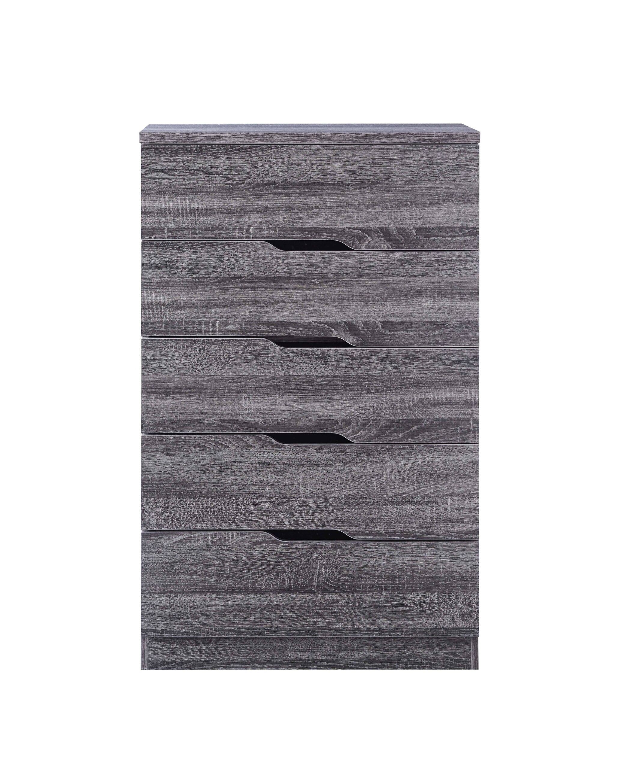 Lare 5-Drawer Chest in Distressed Gray - Image 1