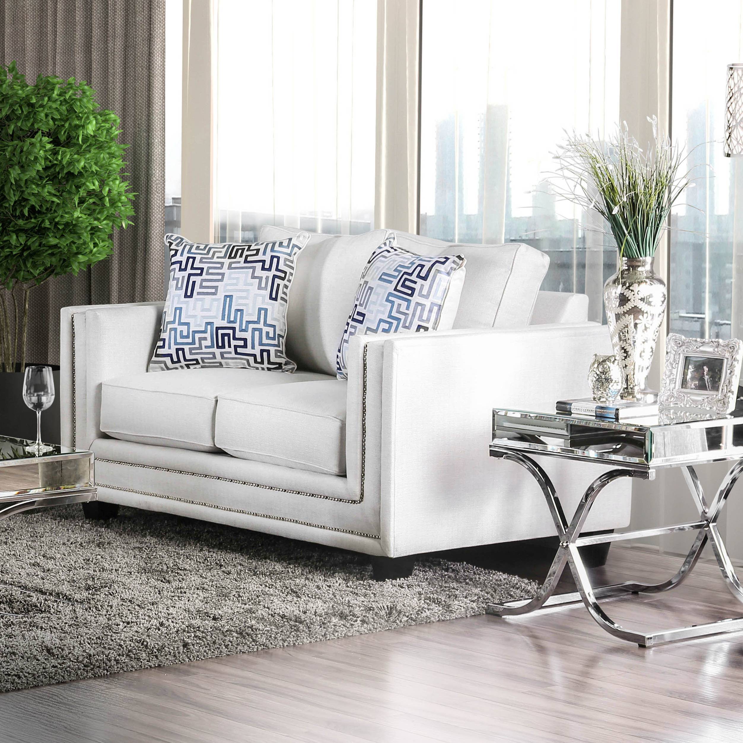Gringotta Contemporary Chenille Nailhead Trim Loveseat