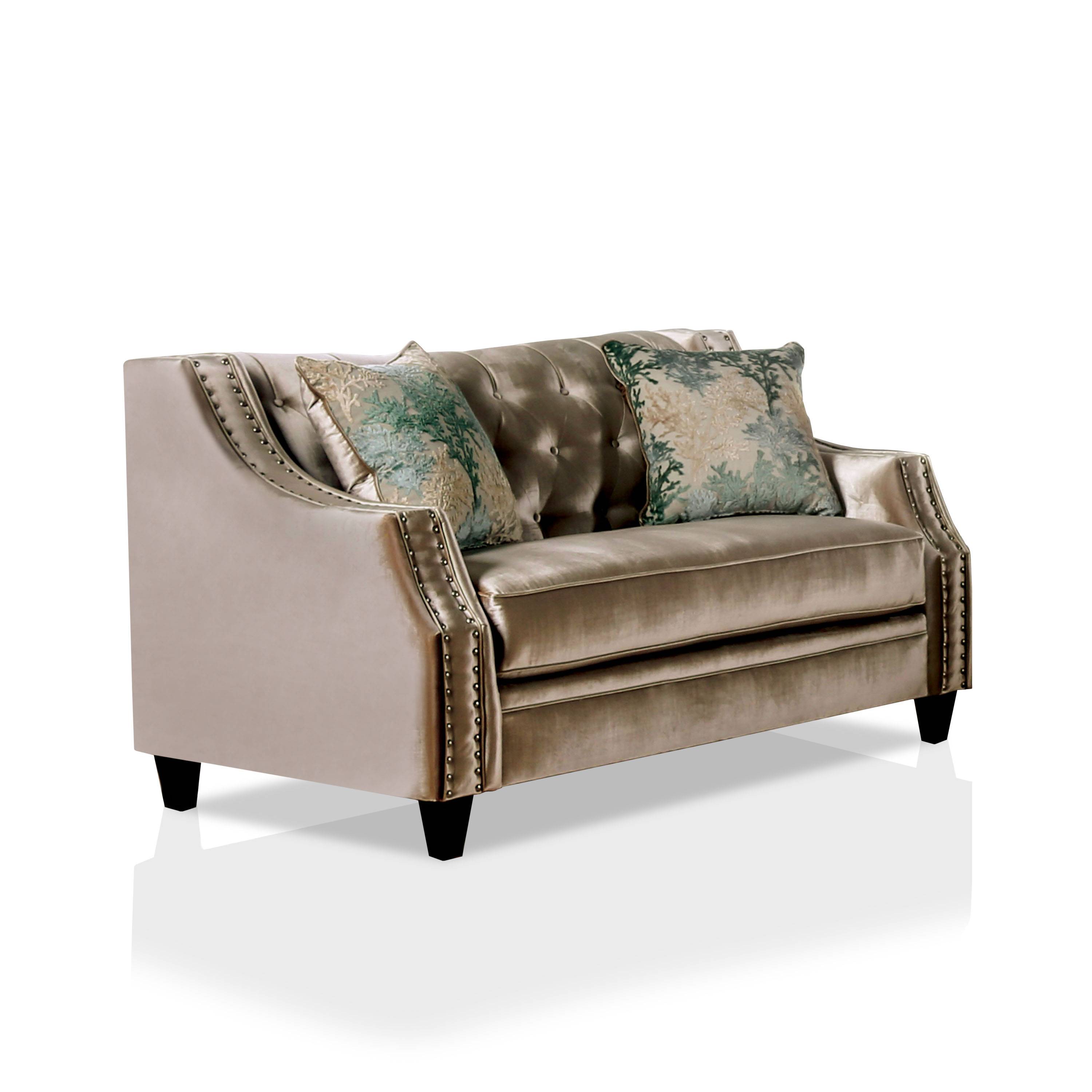 Westmoreland Nailhead Trim Loveseat in Champagne