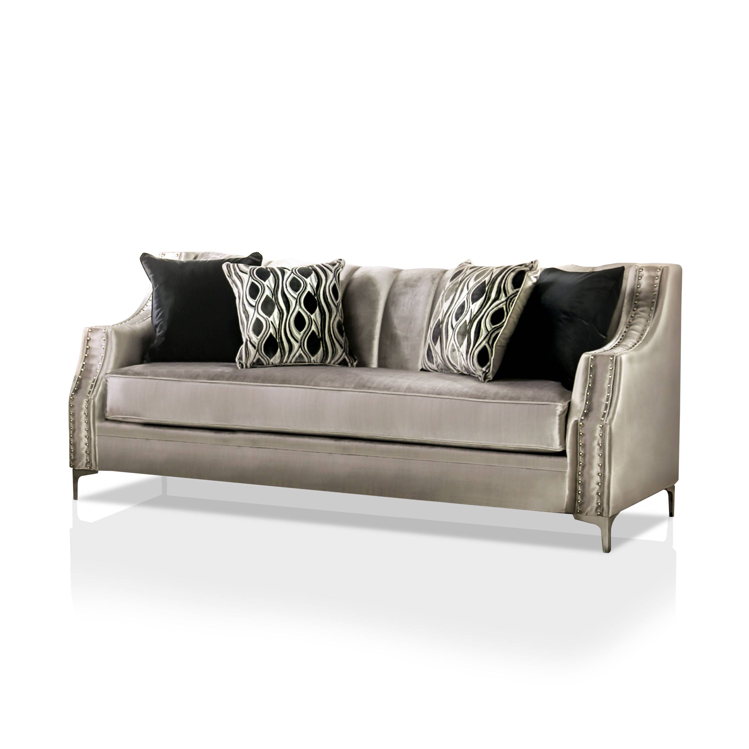 Westmoreland Nailhead Trim Sofa in Silver