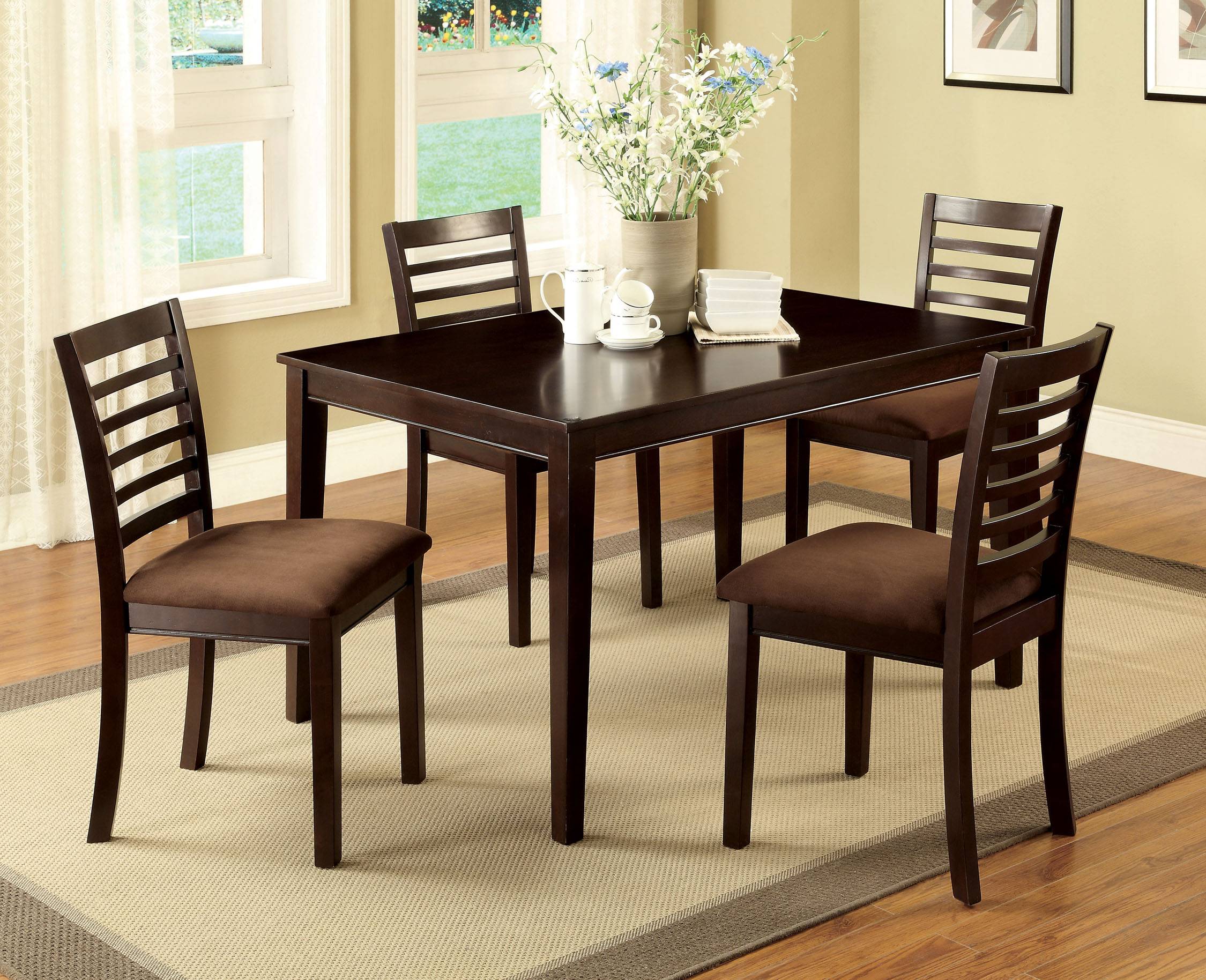 Landon Transitional 5-Piece Solid Wood Dining Set