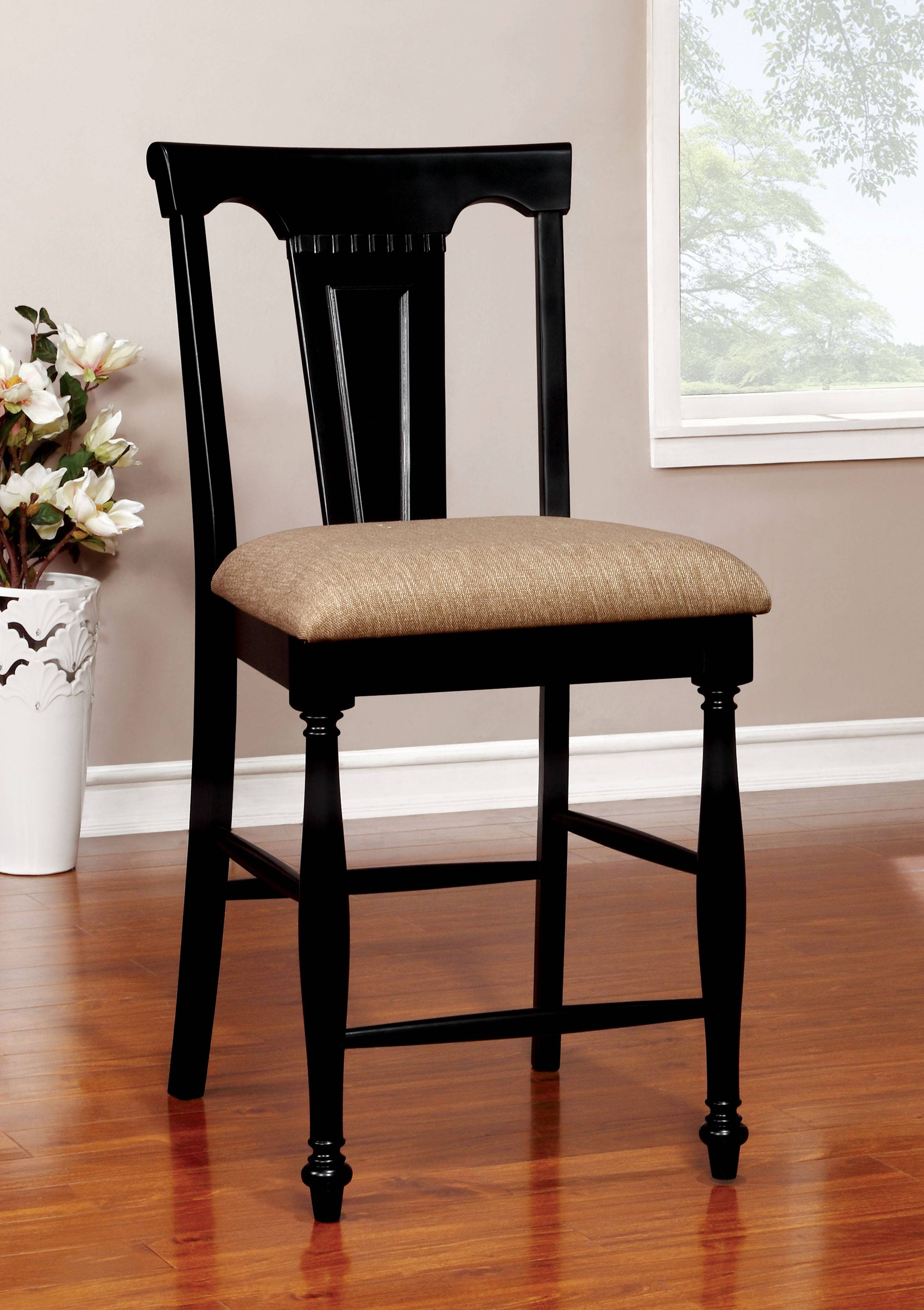 Barbara Cottage Padded Counter Height Chairs in Cherry and Black (Set of 2)