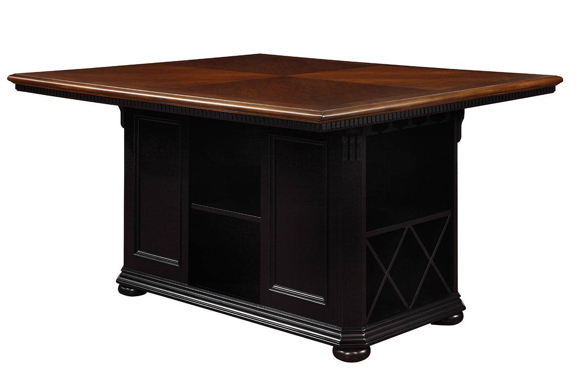 Barbara Cottage Multi-Storage Counter Height Table in Cherry and Black