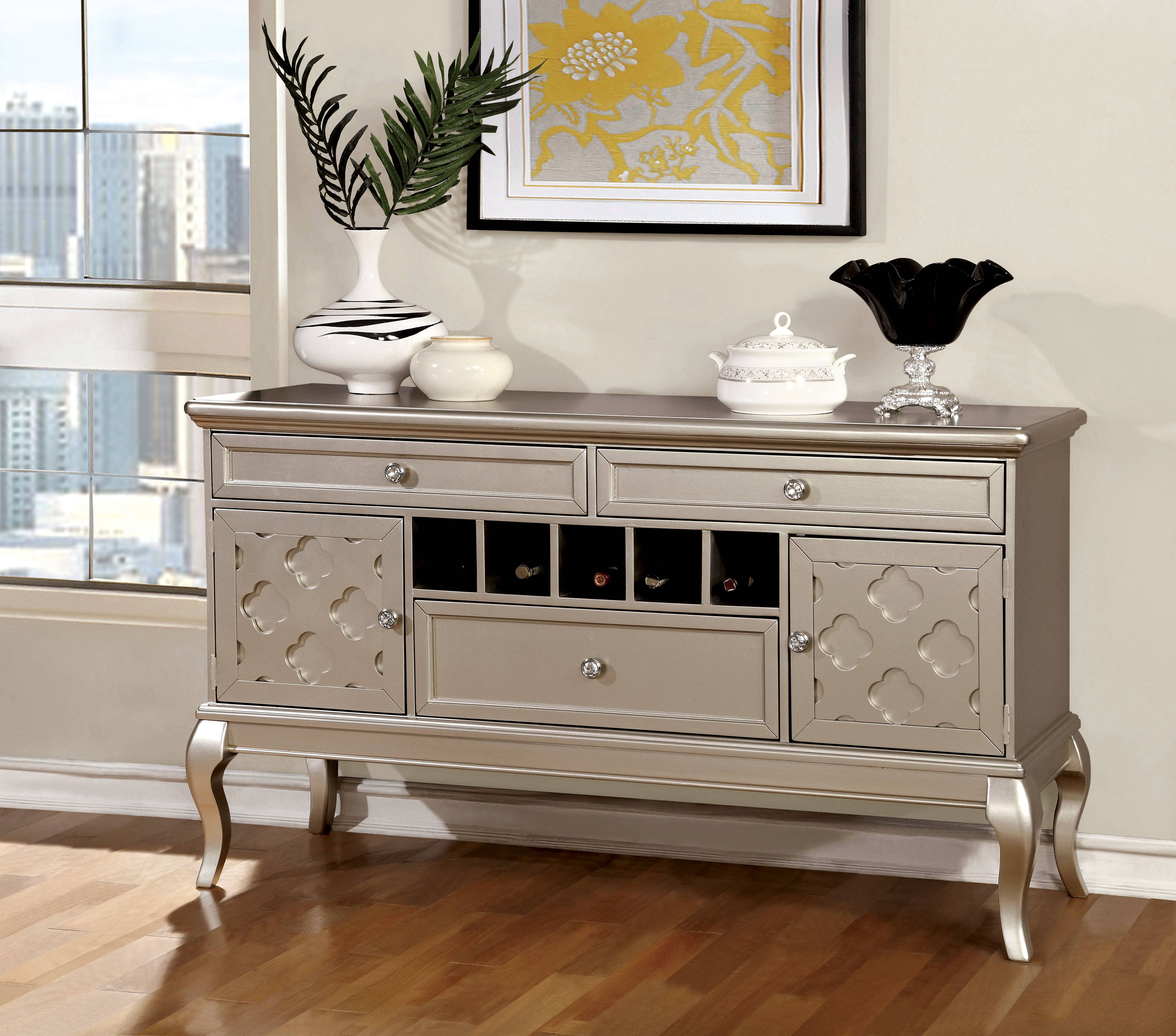 Mora Contemporary Multi-Storage Server in Gray and Champagne