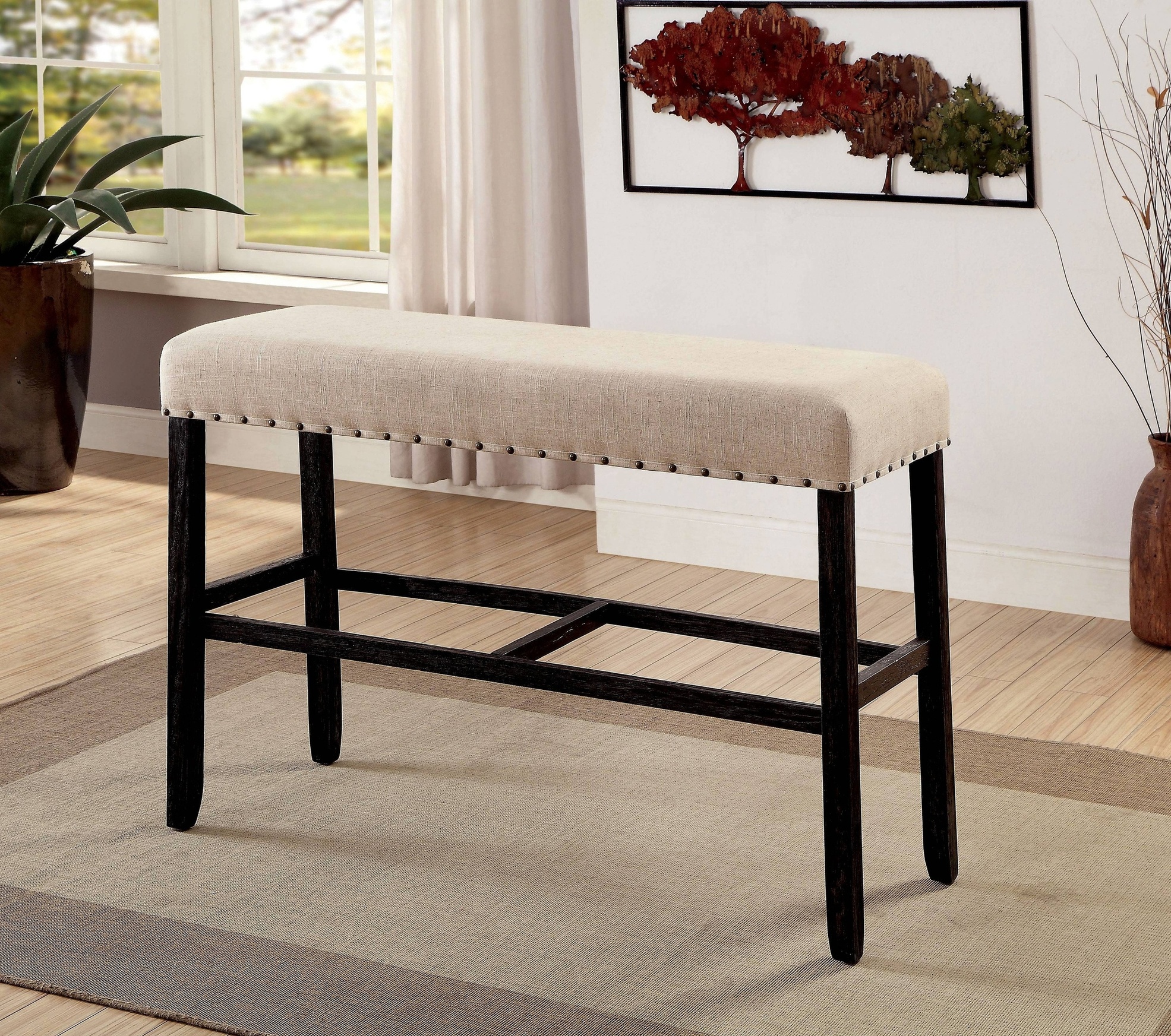 Lubbers Rustic Upholstered Bar Height Bench