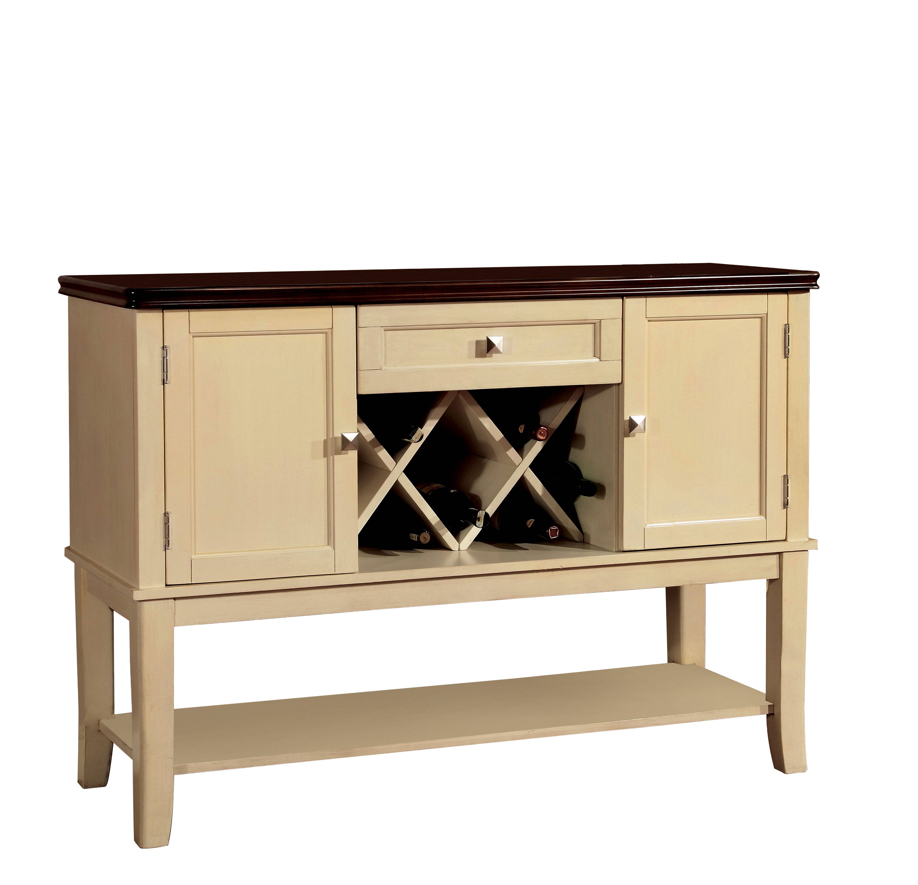 Benton Transitional Multi-Storage Server in Vintage White and Cherry