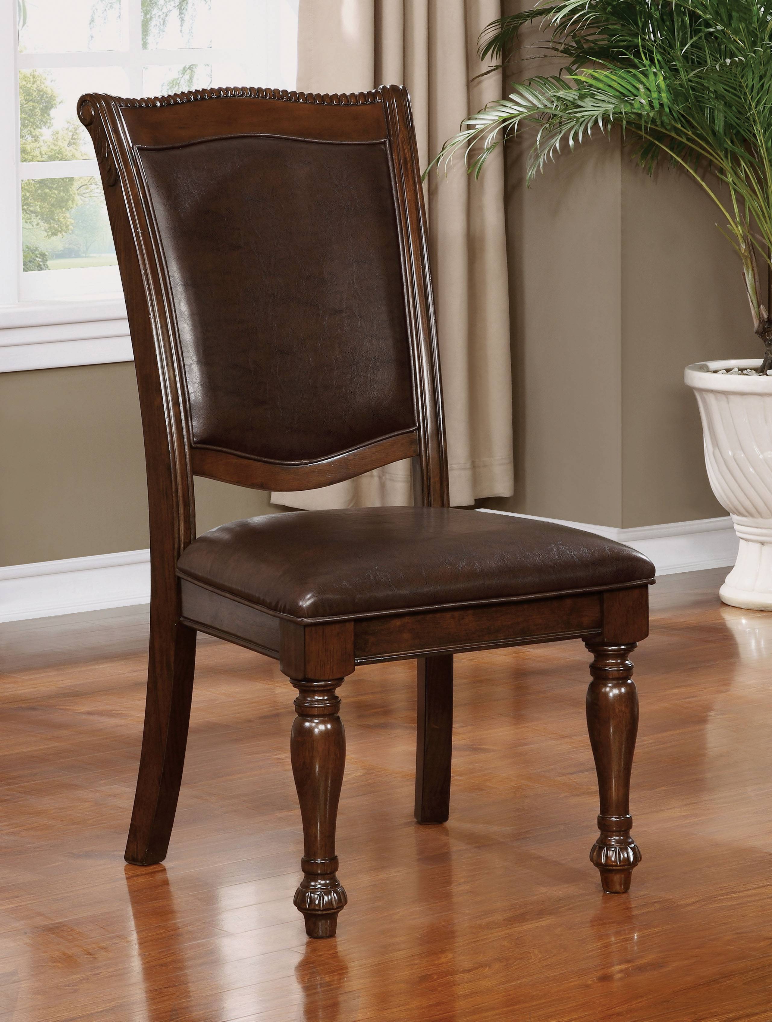 Noela Transitional Upholstered Side Chairs in Brown Cherry (Set of 2)