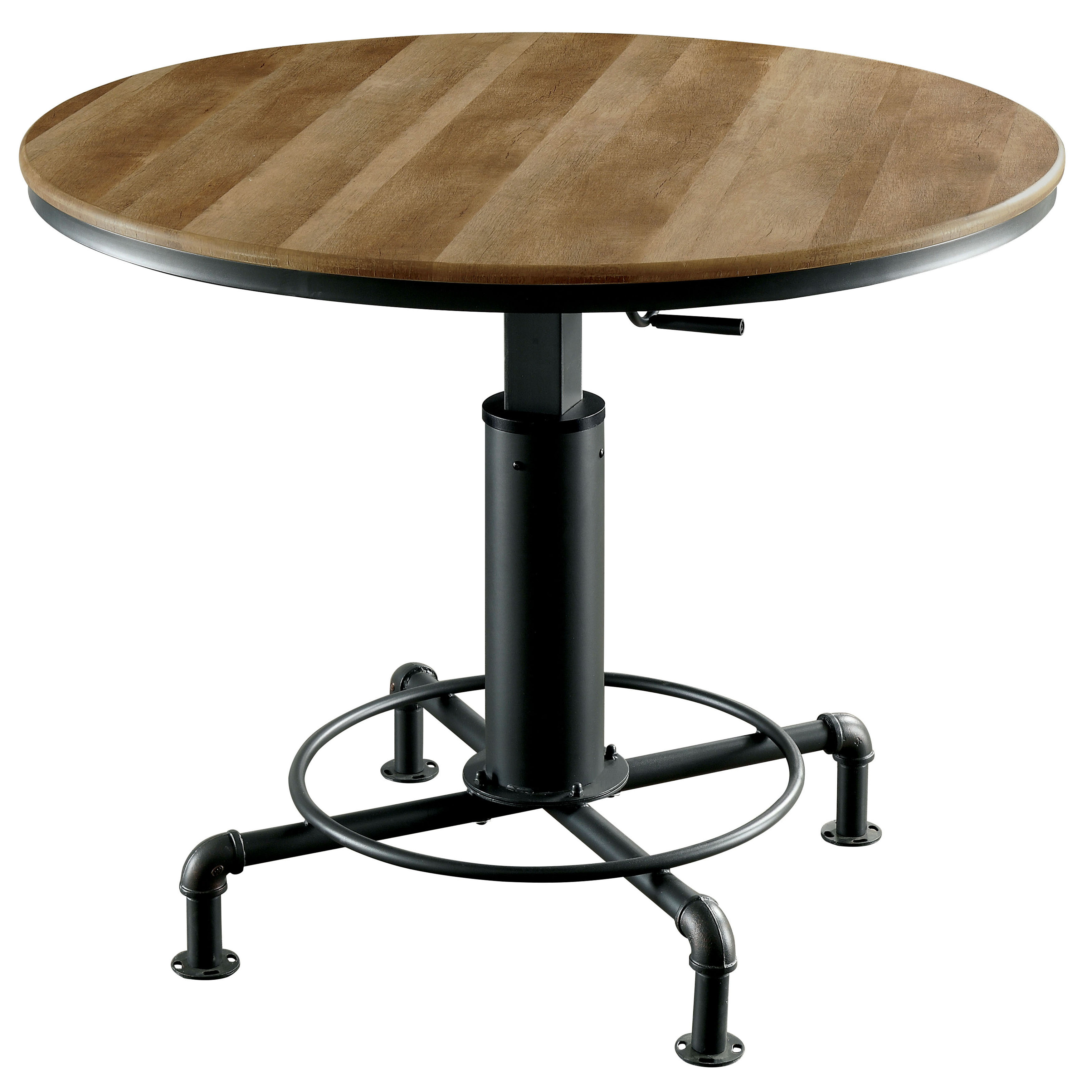 Conrad Industrial Height Adjustable Round Dining Table