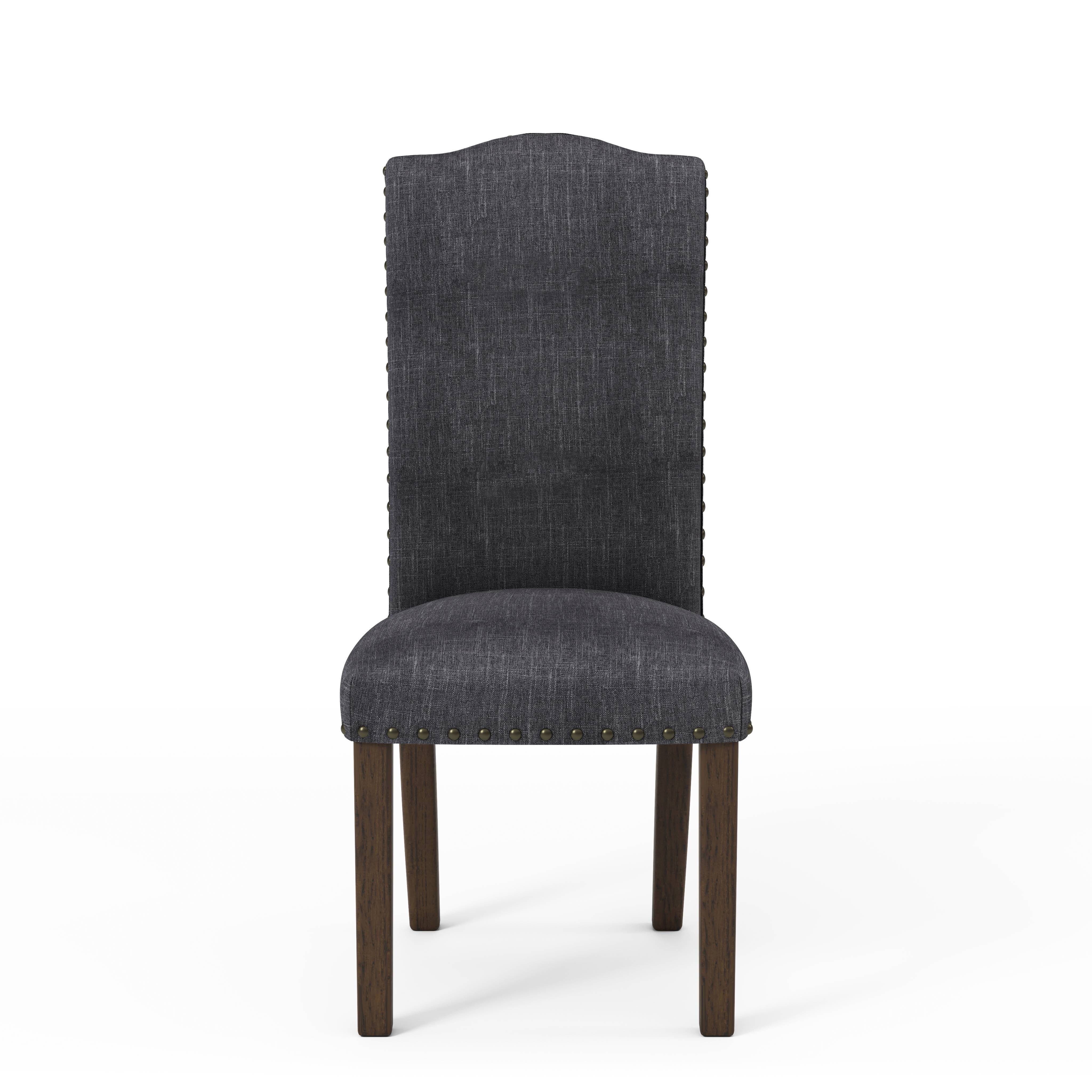 Zeke Transitional Upholstered Side Chairs in Dark Gray (Set of 2)