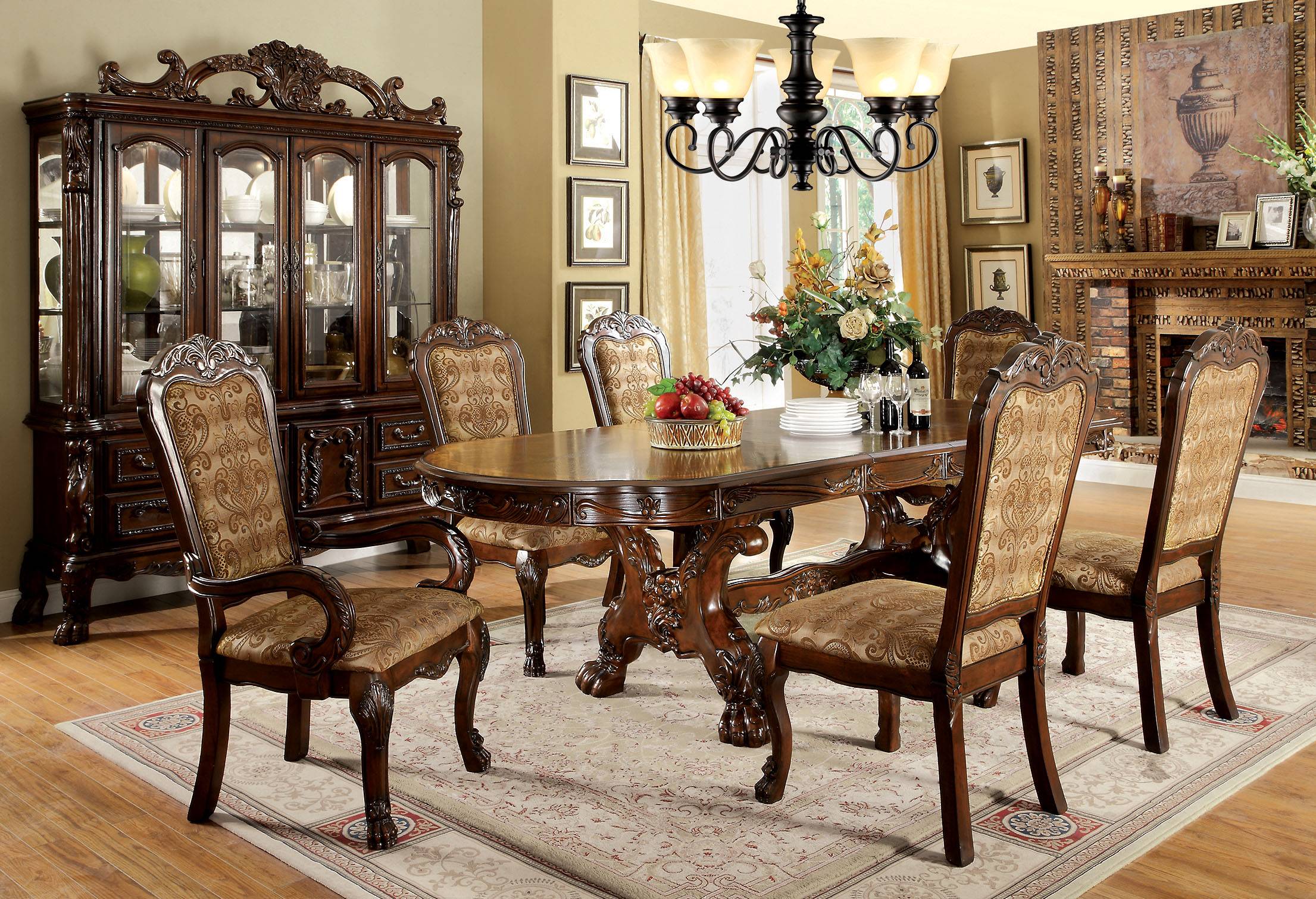 Ellas Traditional 7-Piece Solid Wood Dining Set