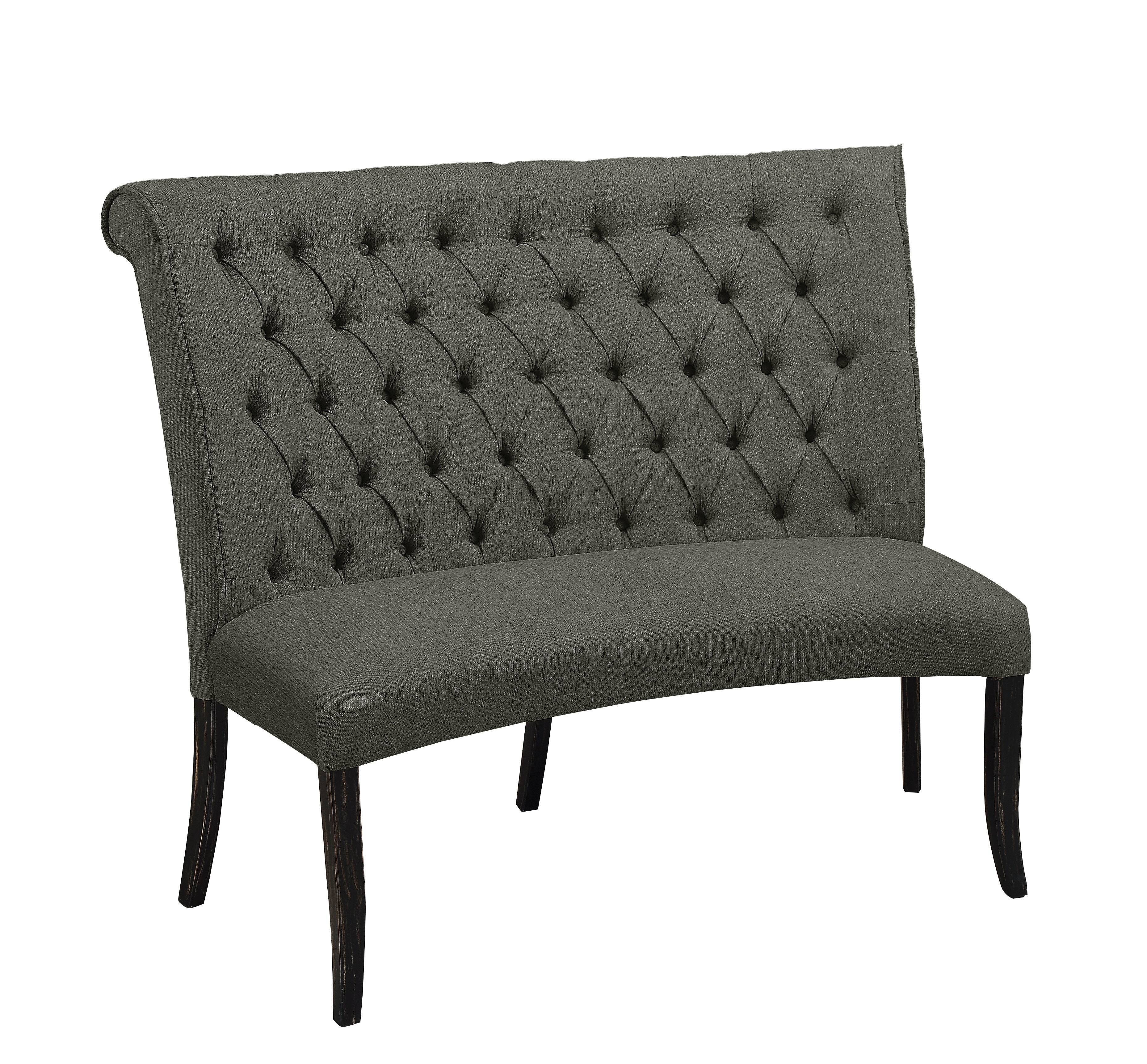 Brandta Tufted Loveseat Bench in Gray