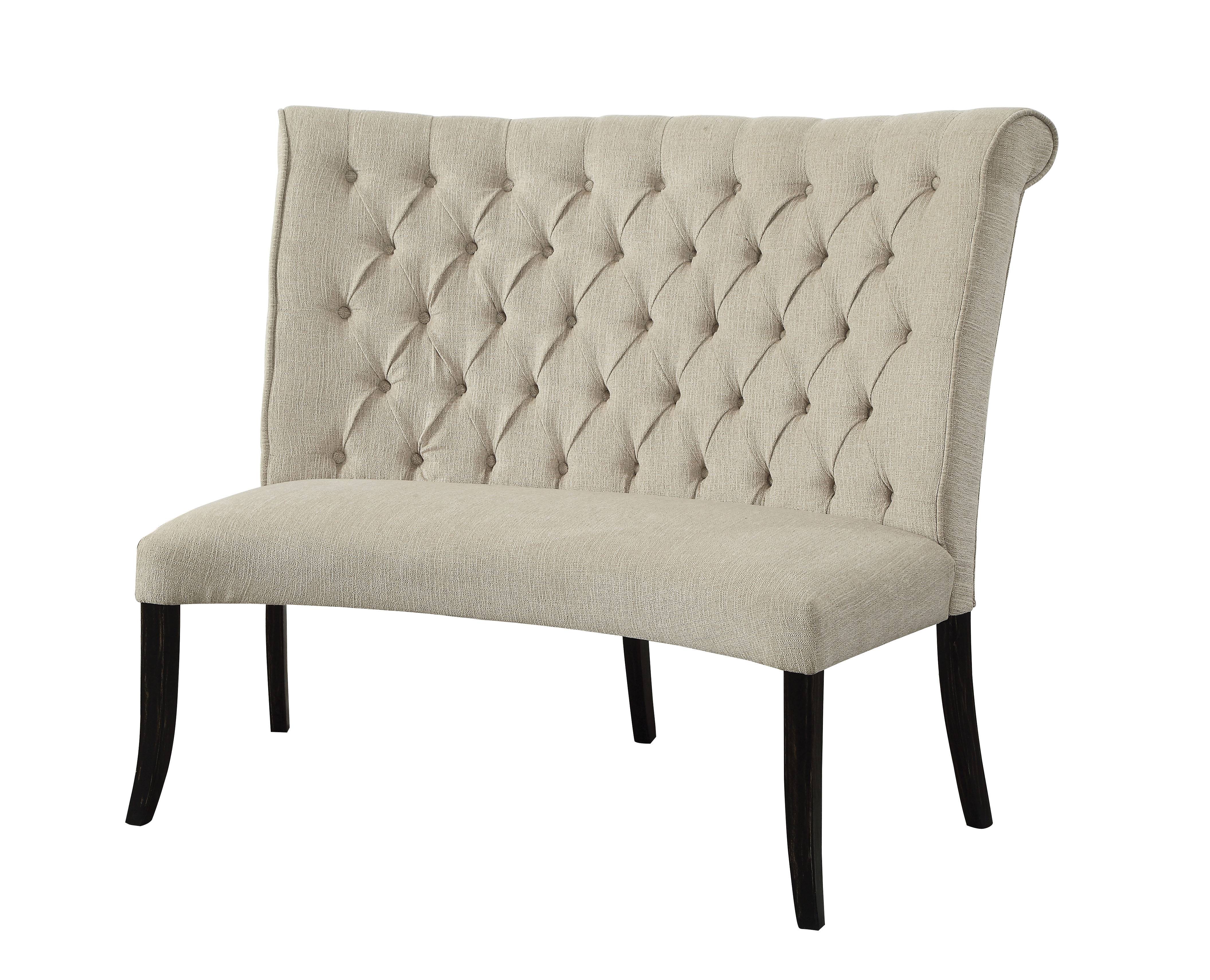 Brandta Tufted Loveseat Bench in Beige