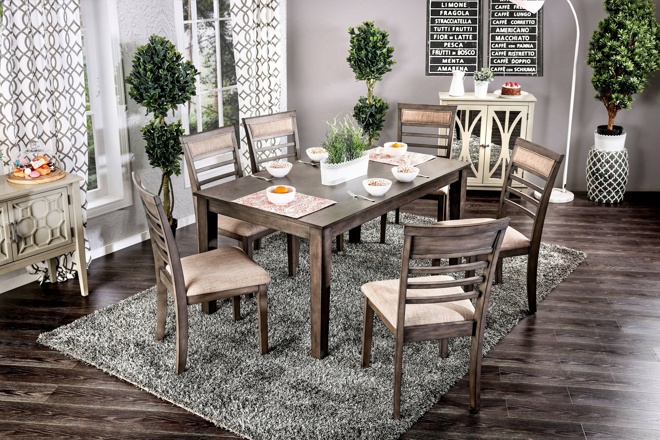 Adinna Transitional 7-Piece Solid Wood Dining Set