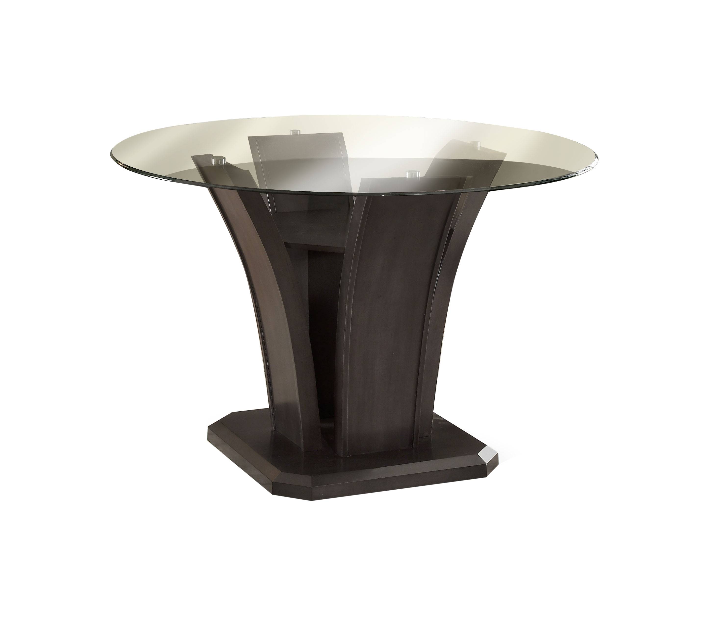 Sorell Contemporary Glass Top Dining Table in Brown Cherry