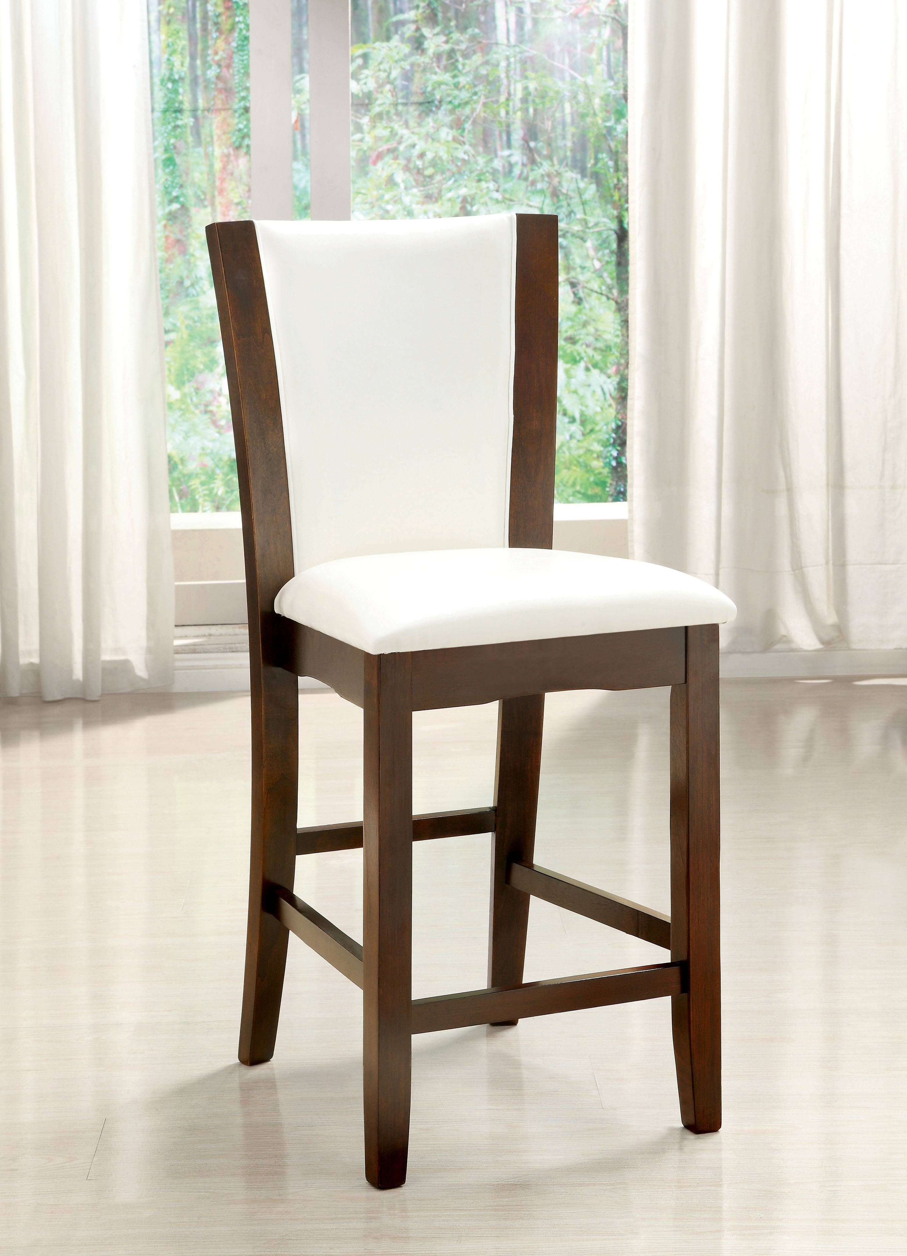 Aloise Contemporary Padded Counter Height Chairs in White and Brown Cherry (Set of 2)