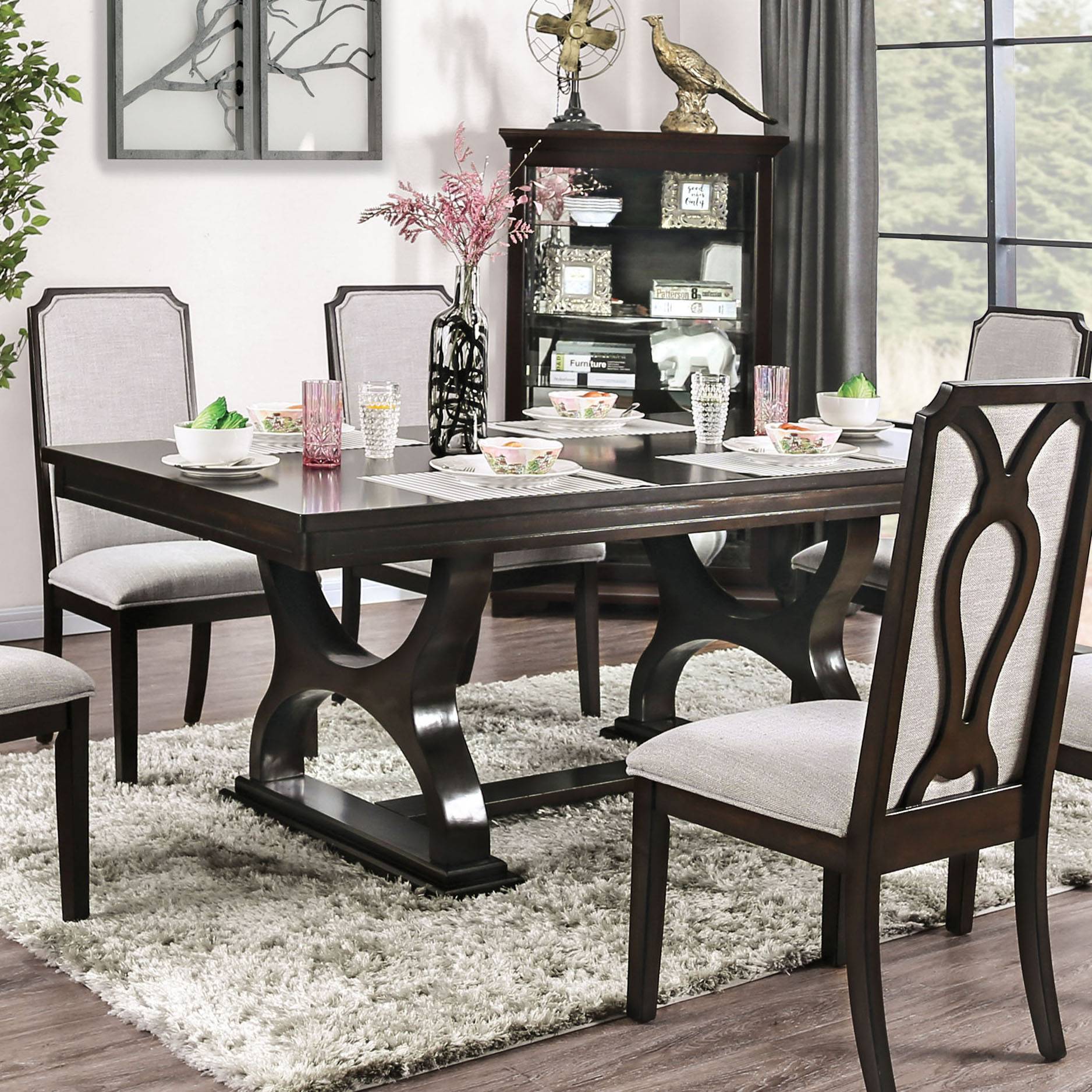 Helfor Mid-Century Modern Trestle Base Dining Table