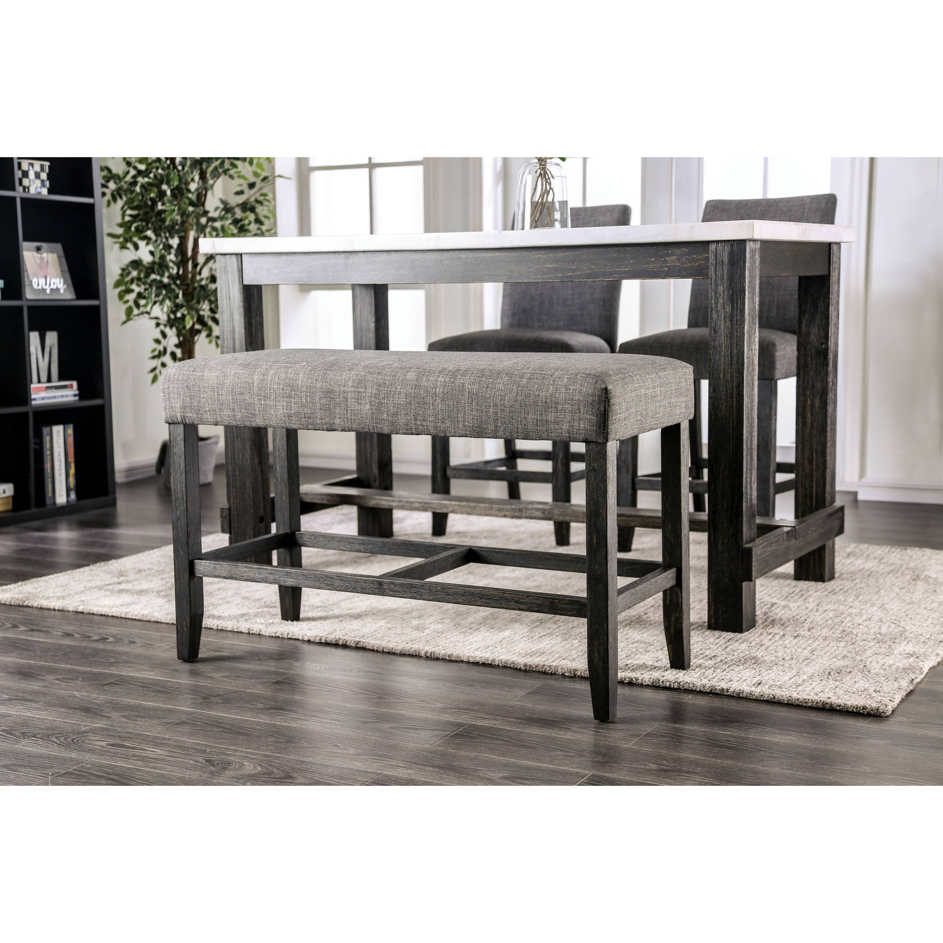 Shielle Rustic Padded Counter Height Bench in Gray