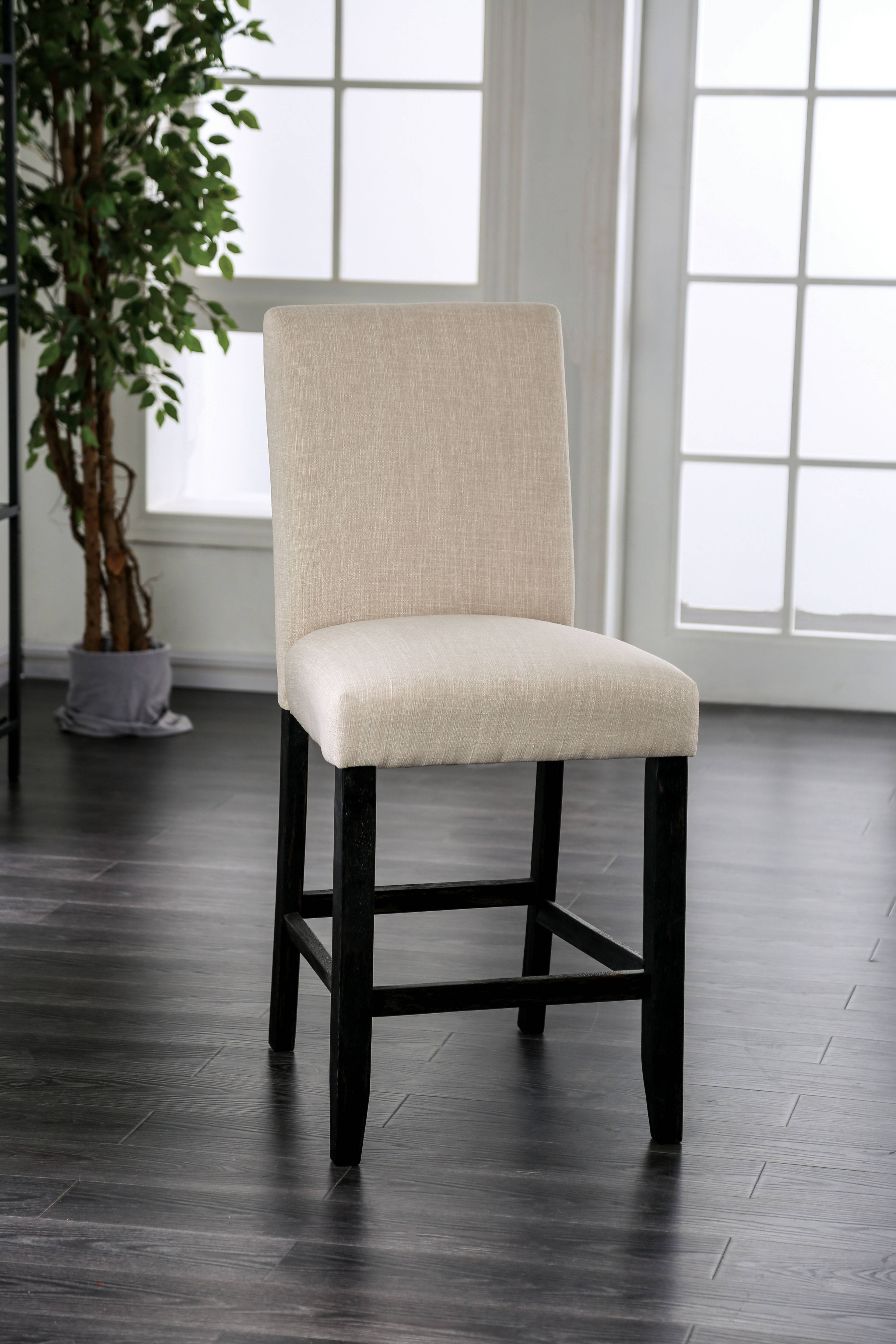 Shielle Rustic Padded Counter Height Chairs in Ivory (Set of 2)