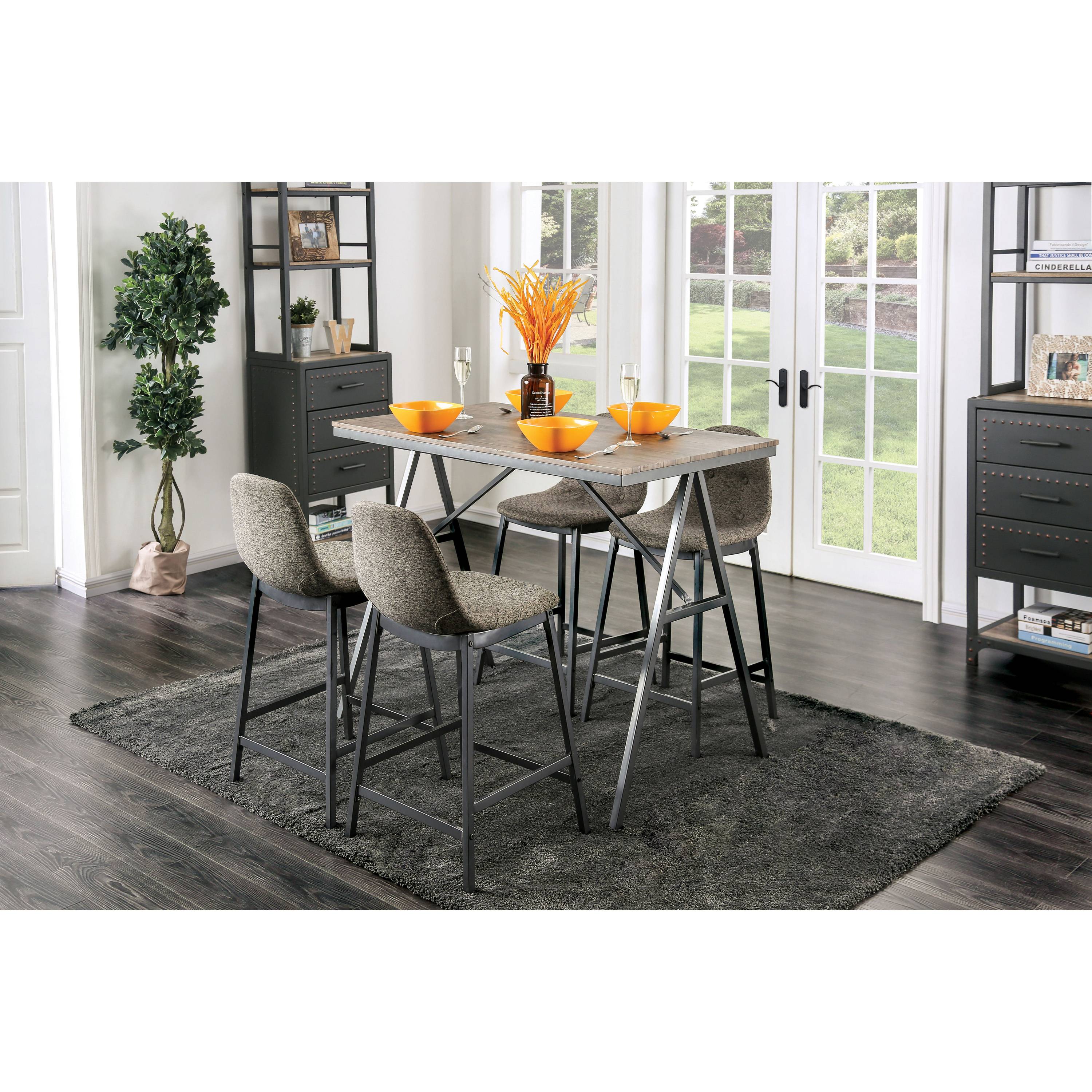 Vorah Mid-Century Modern Metal Counter Height Table