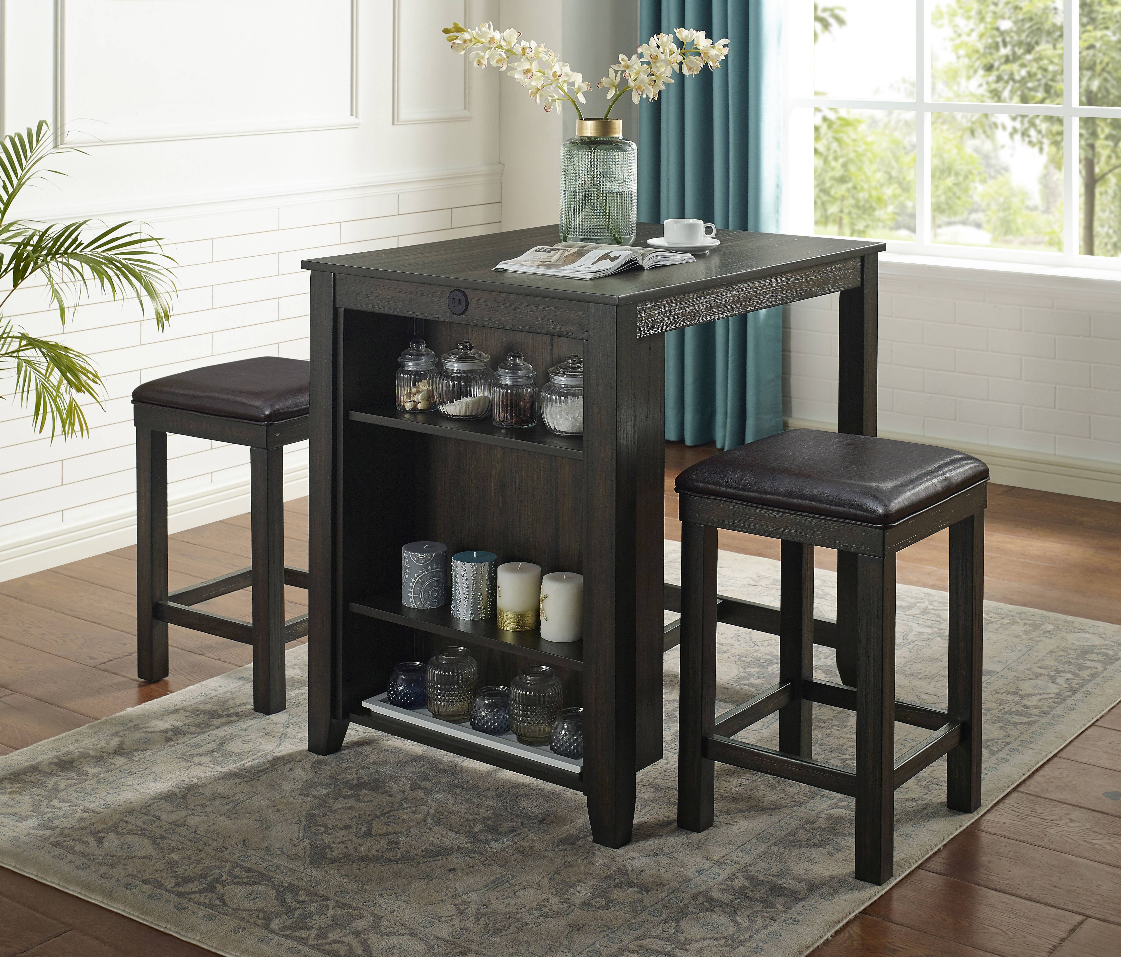 Albana 3-Piece Counter Height Dining Set in Walnut