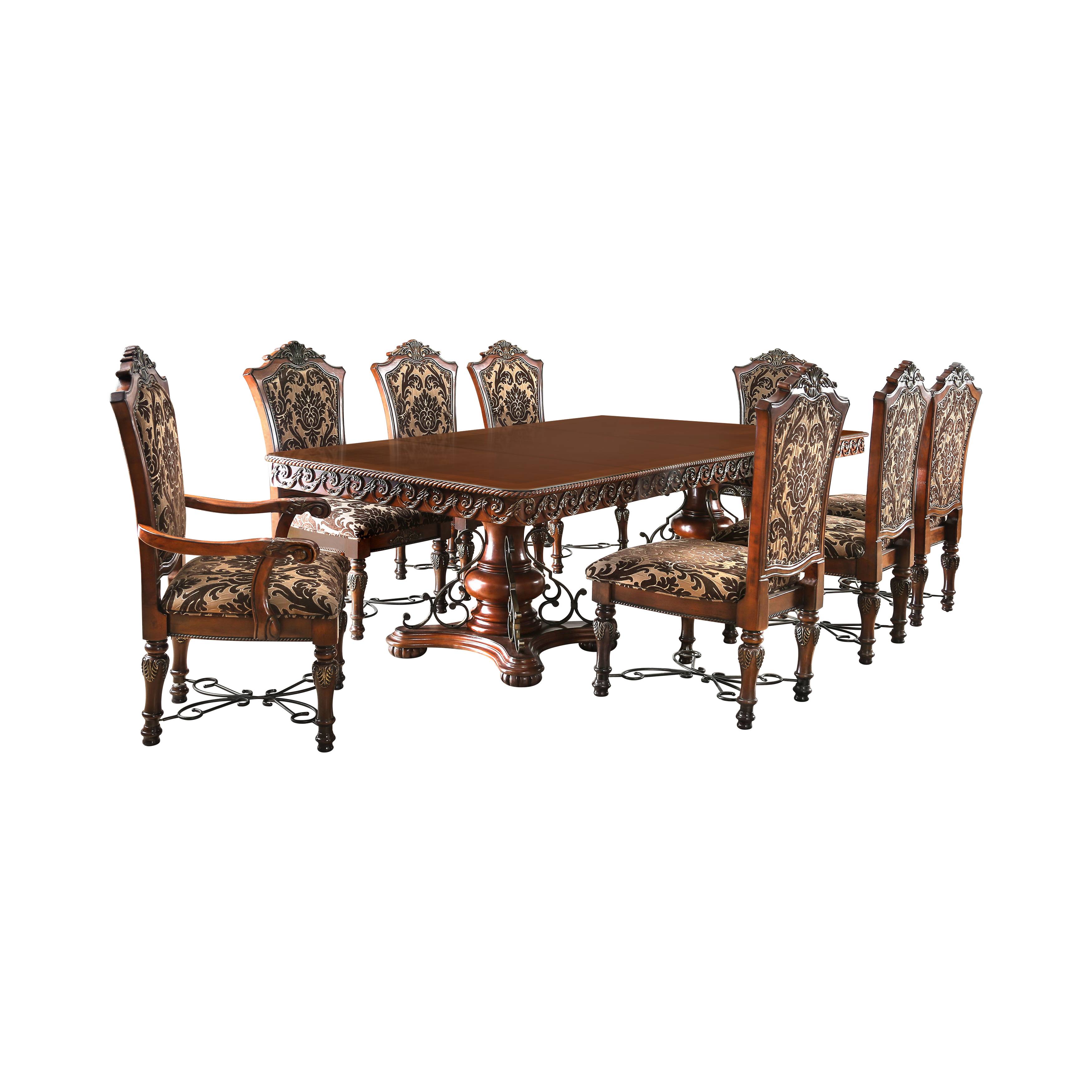 Emari Traditional 9-Piece Solid Wood Dining Set