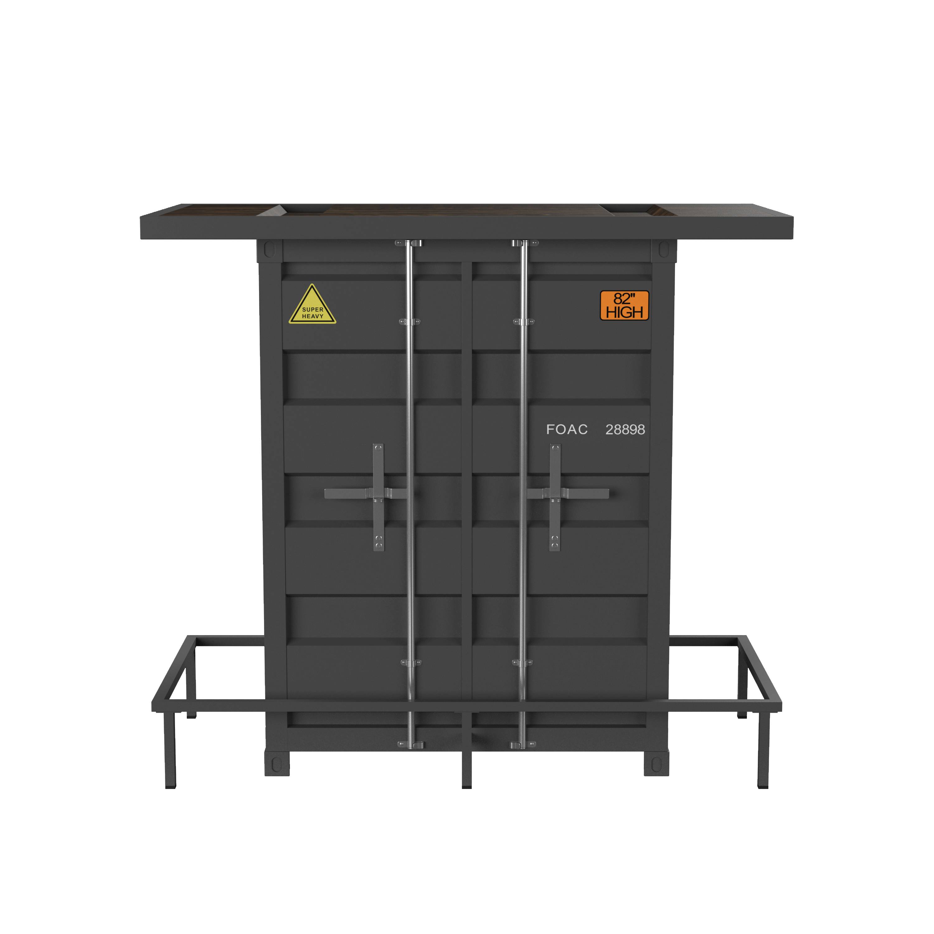 Lalka Sliding Door Bar Table in Gun Metal