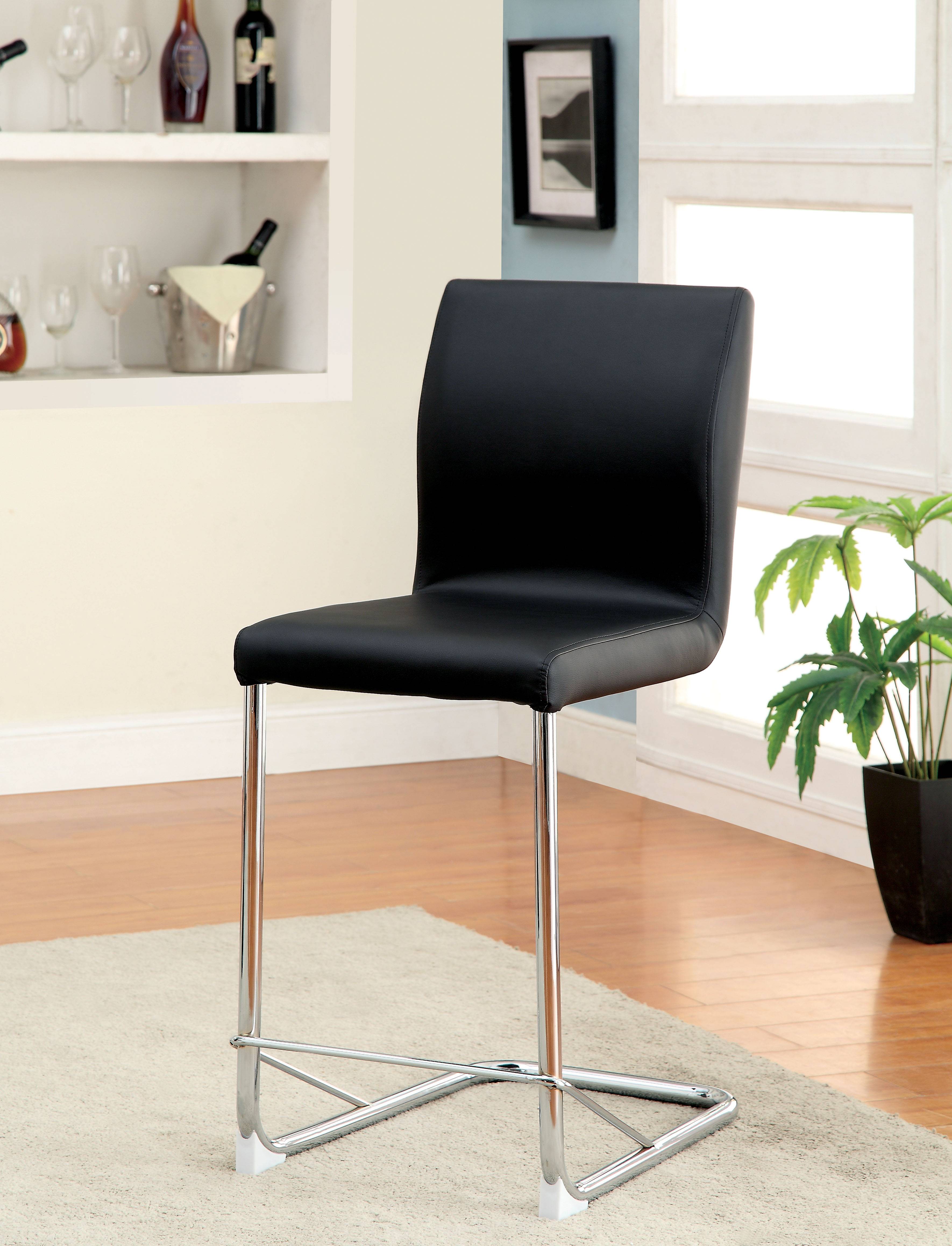 Xavia Contemporary Padded Counter Height Chairs in Black (Set of 2)