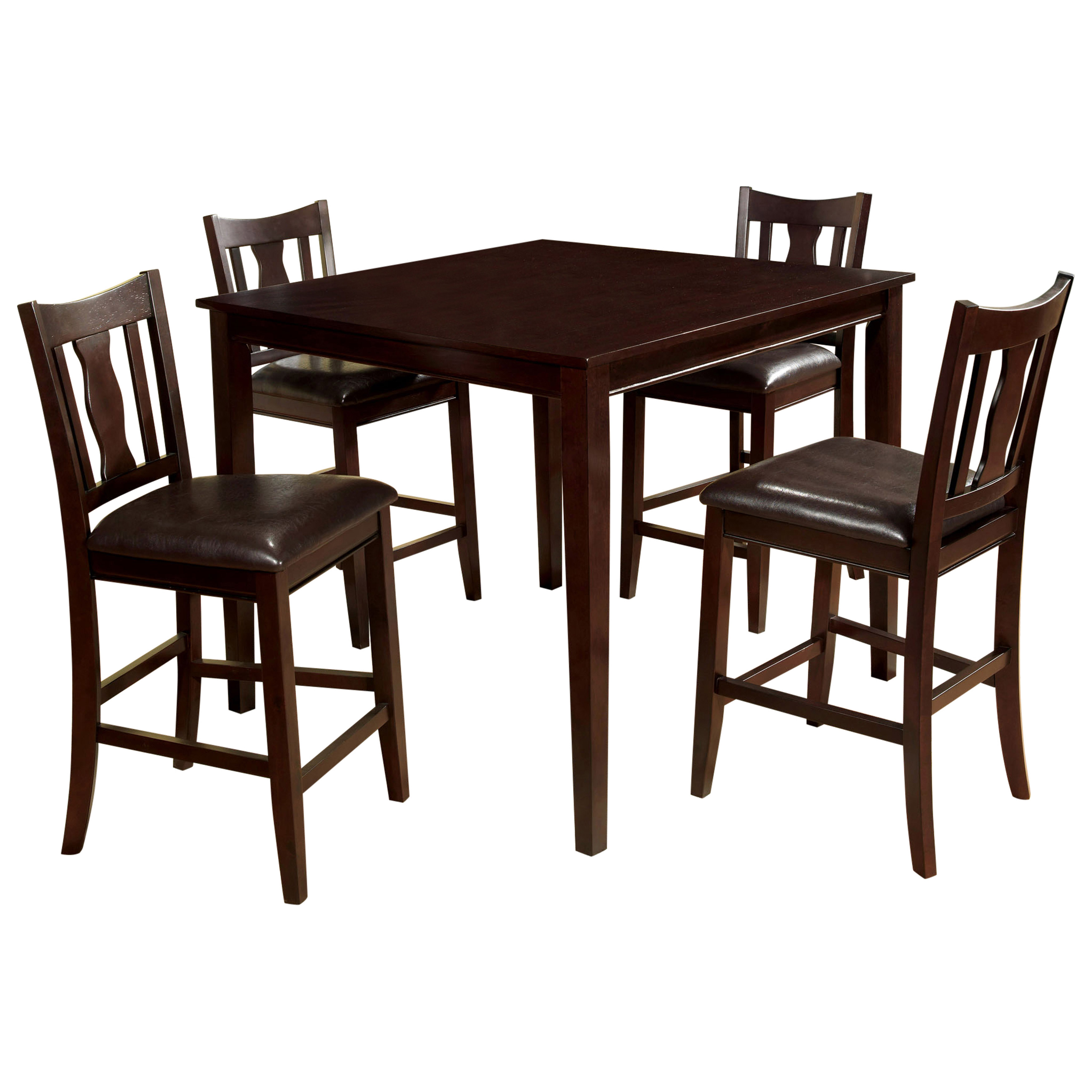 Dautri Transitional 5-Piece Wood Counter Height Dining Set