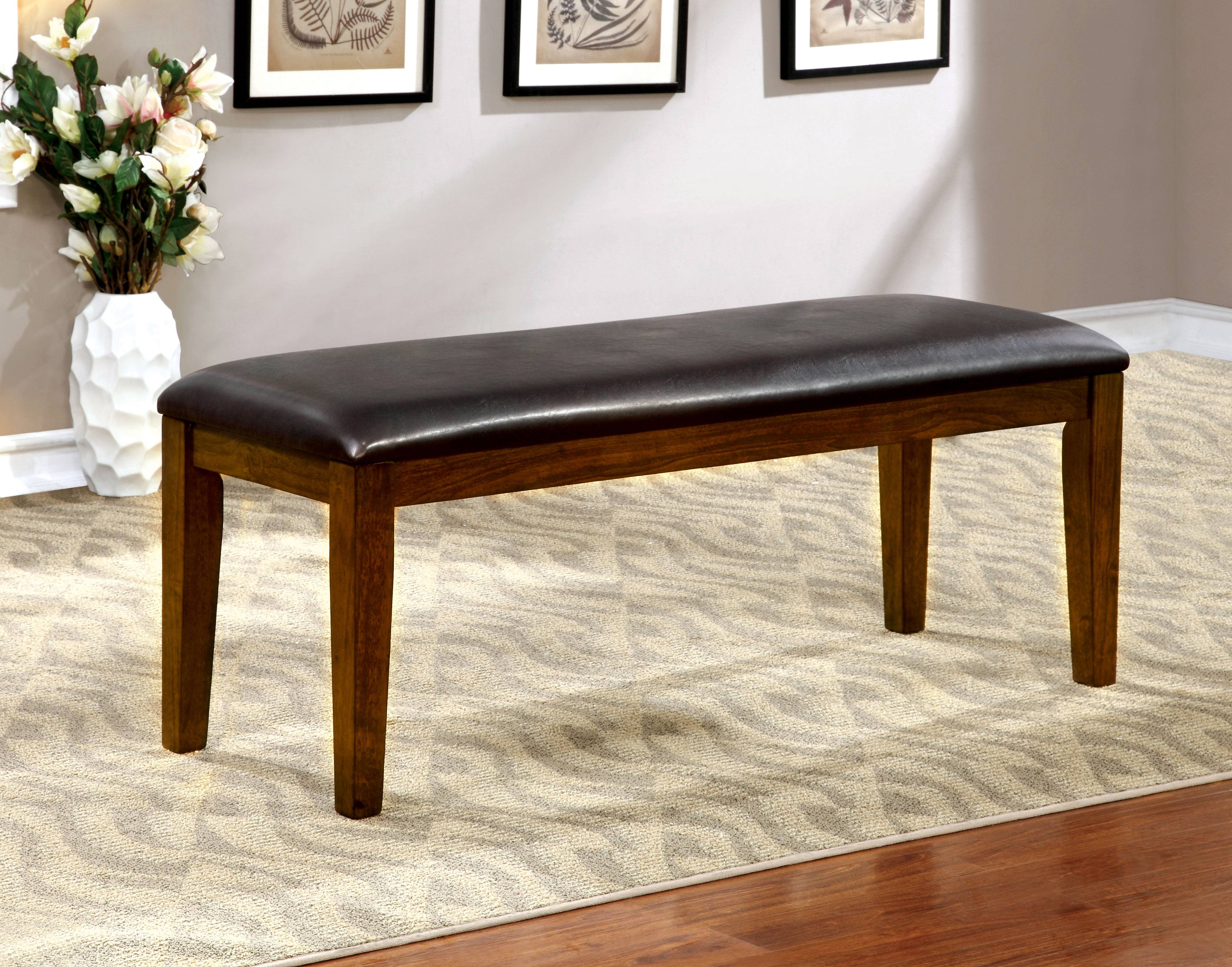 Othello Transitional Faux Leather Padded Bench