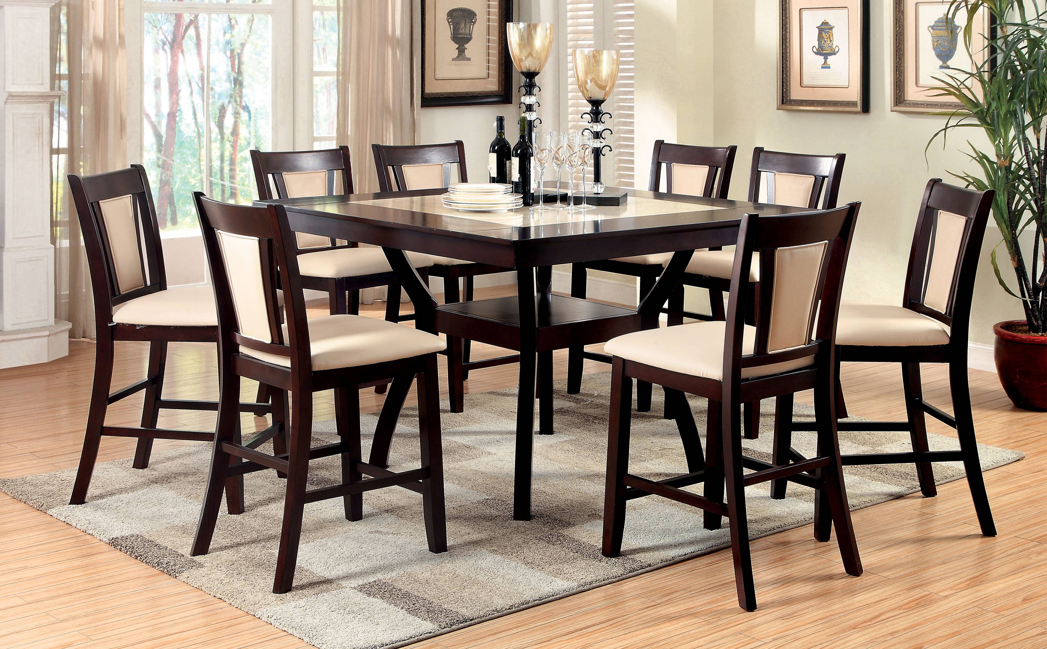 Rankin Contemporary 9-Piece Wood Counter Height Dining Set