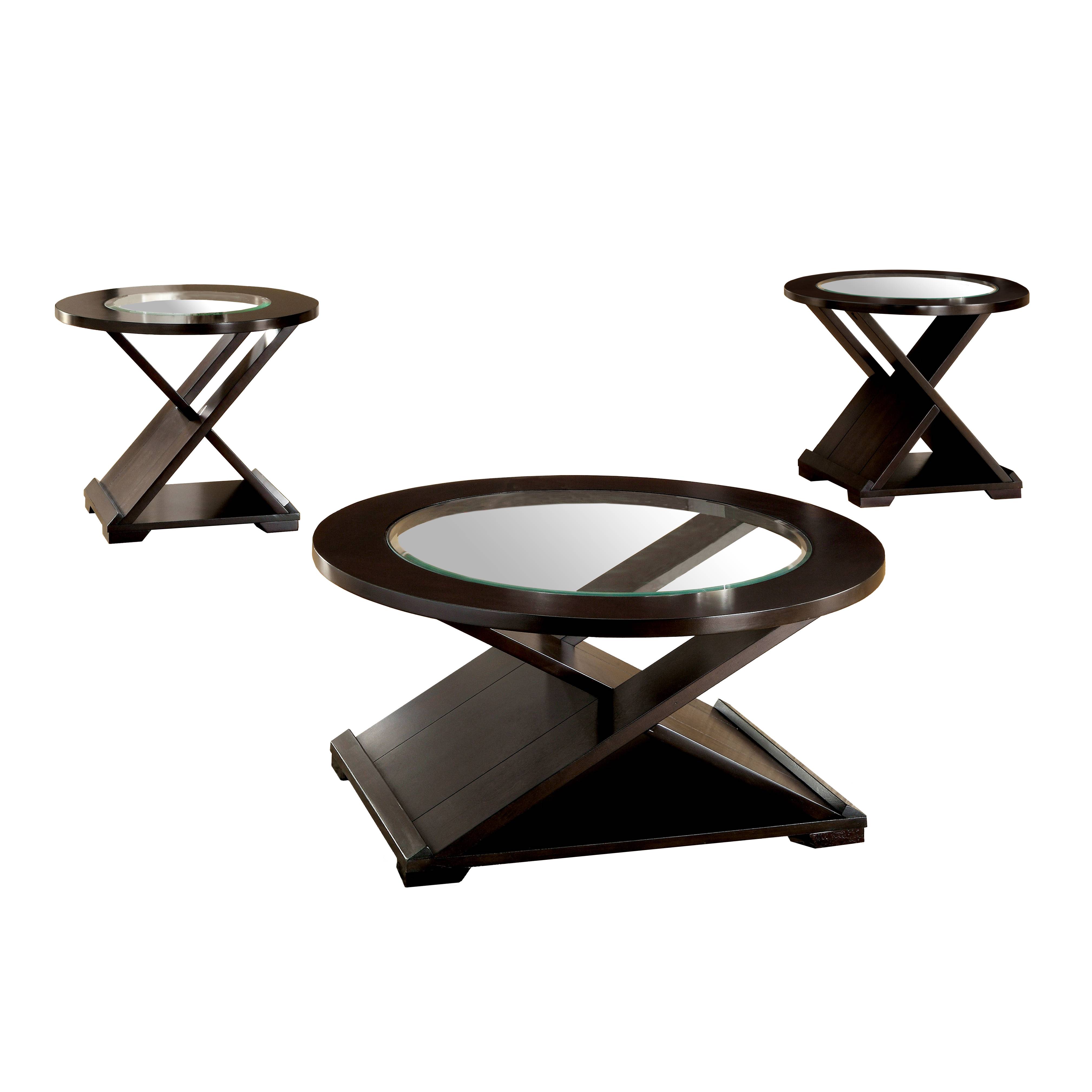 Zarit Contemporary Glass Top 3-Piece Coffee Table Set