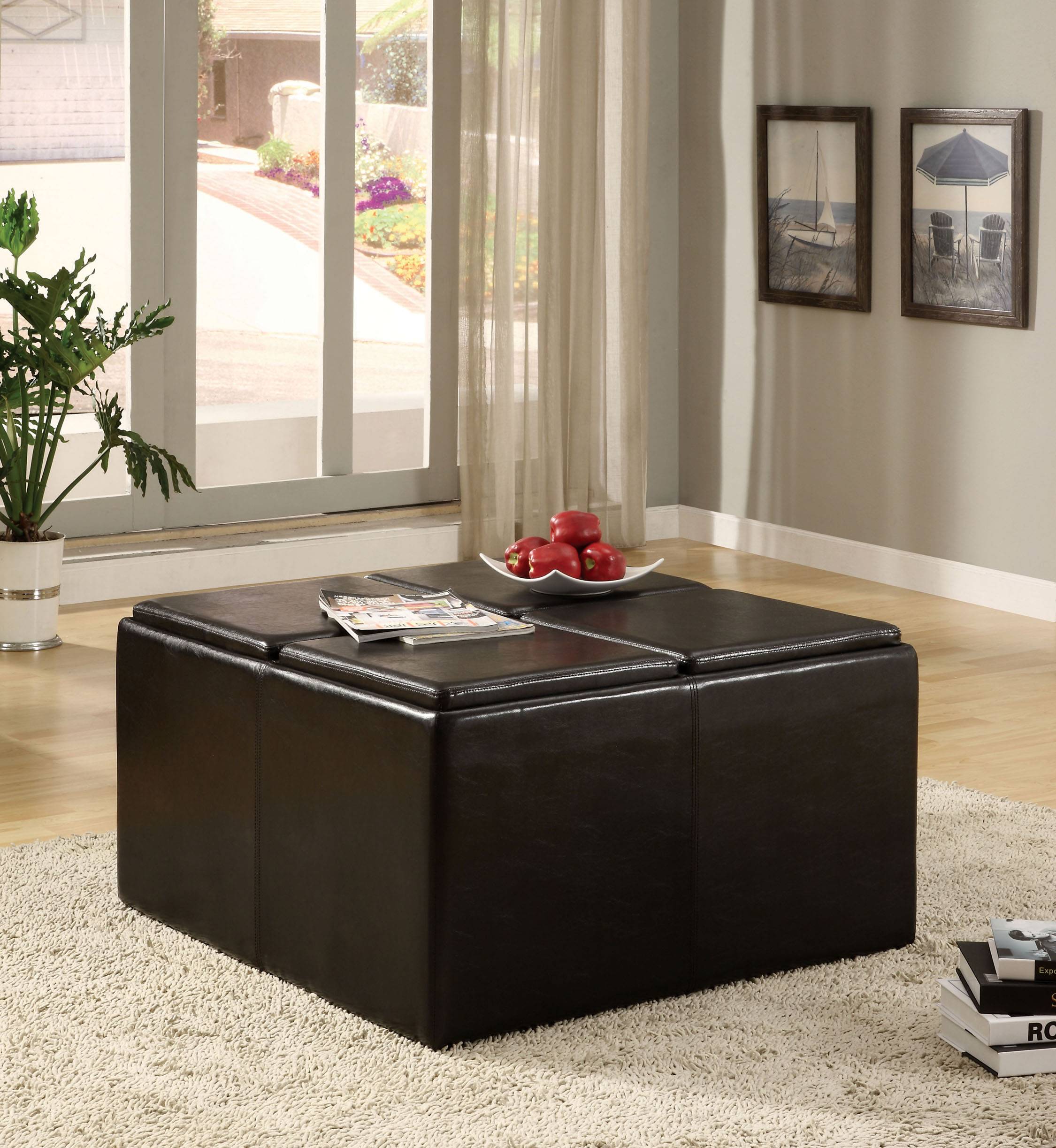 Quyhn Contemporary Tray Top Ottoman
