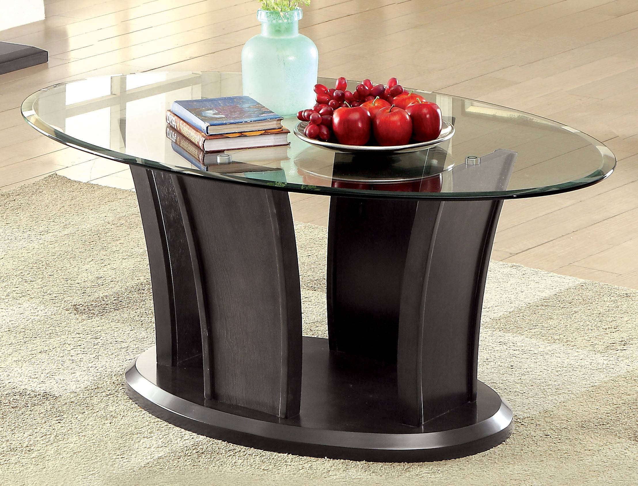 Jillyn Contemporary Glass Top Coffee Table in Gray