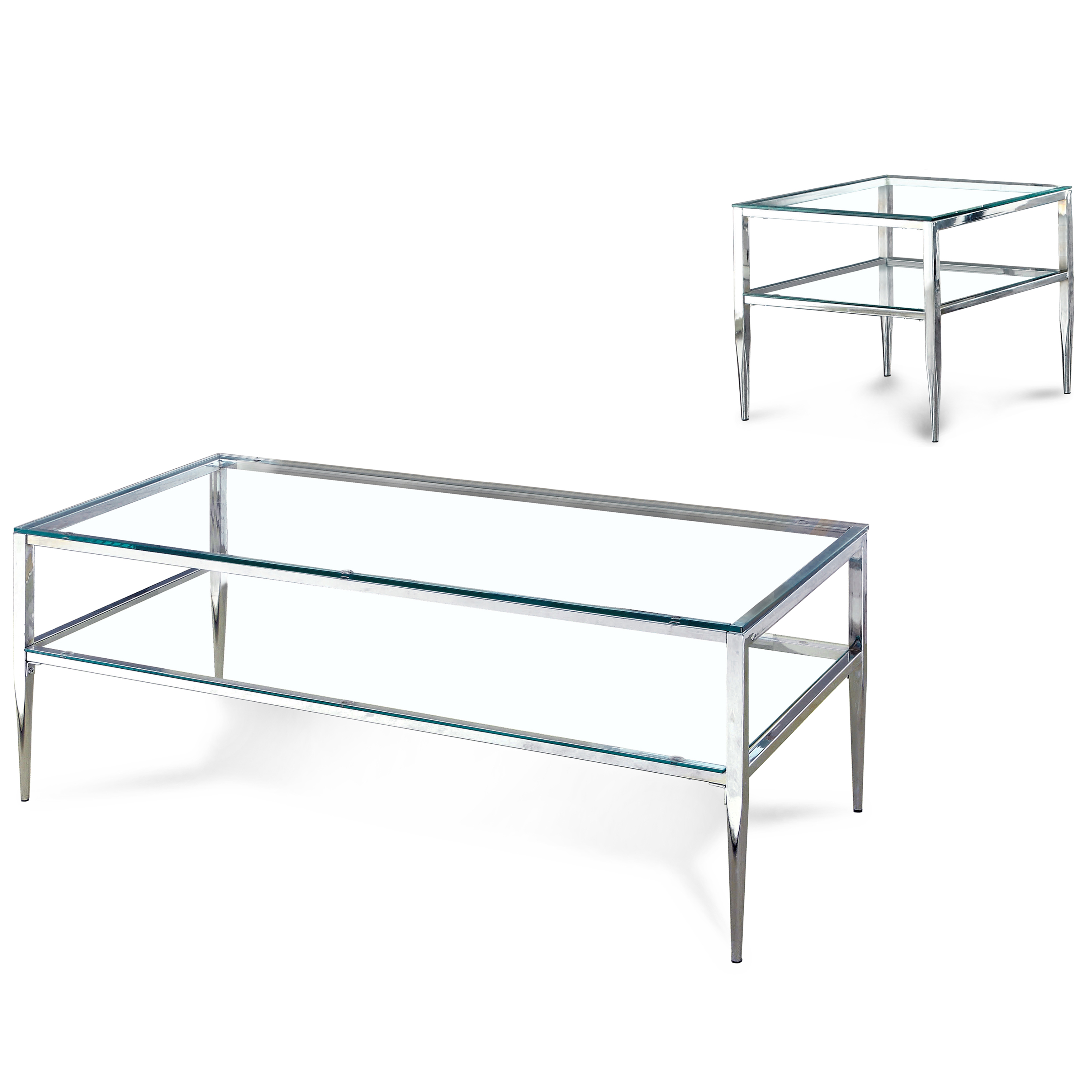 Summerville Contemporary Glass Top 2-Piece Table Set