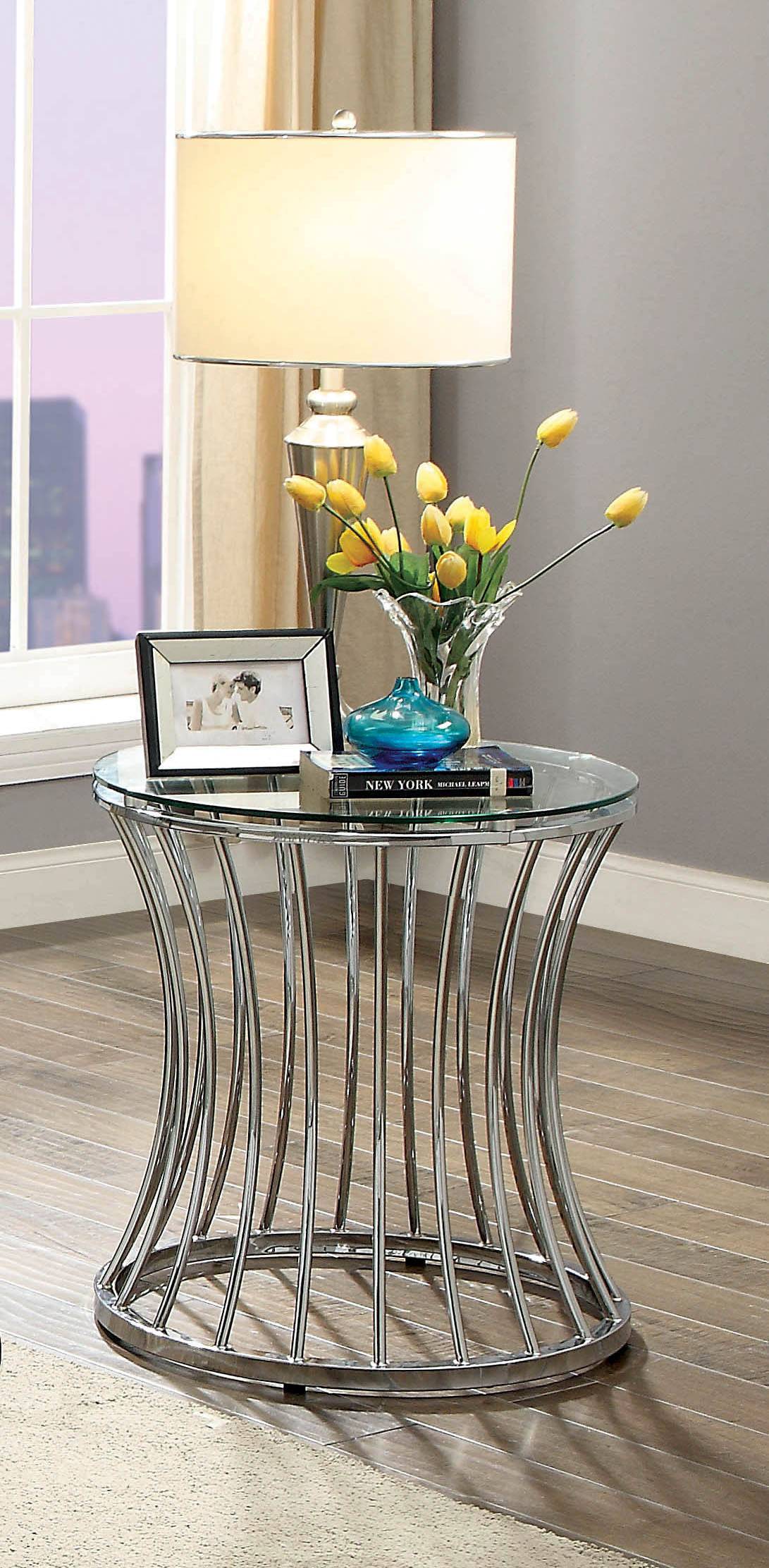 Marchant Contemporary Glass Top End Table