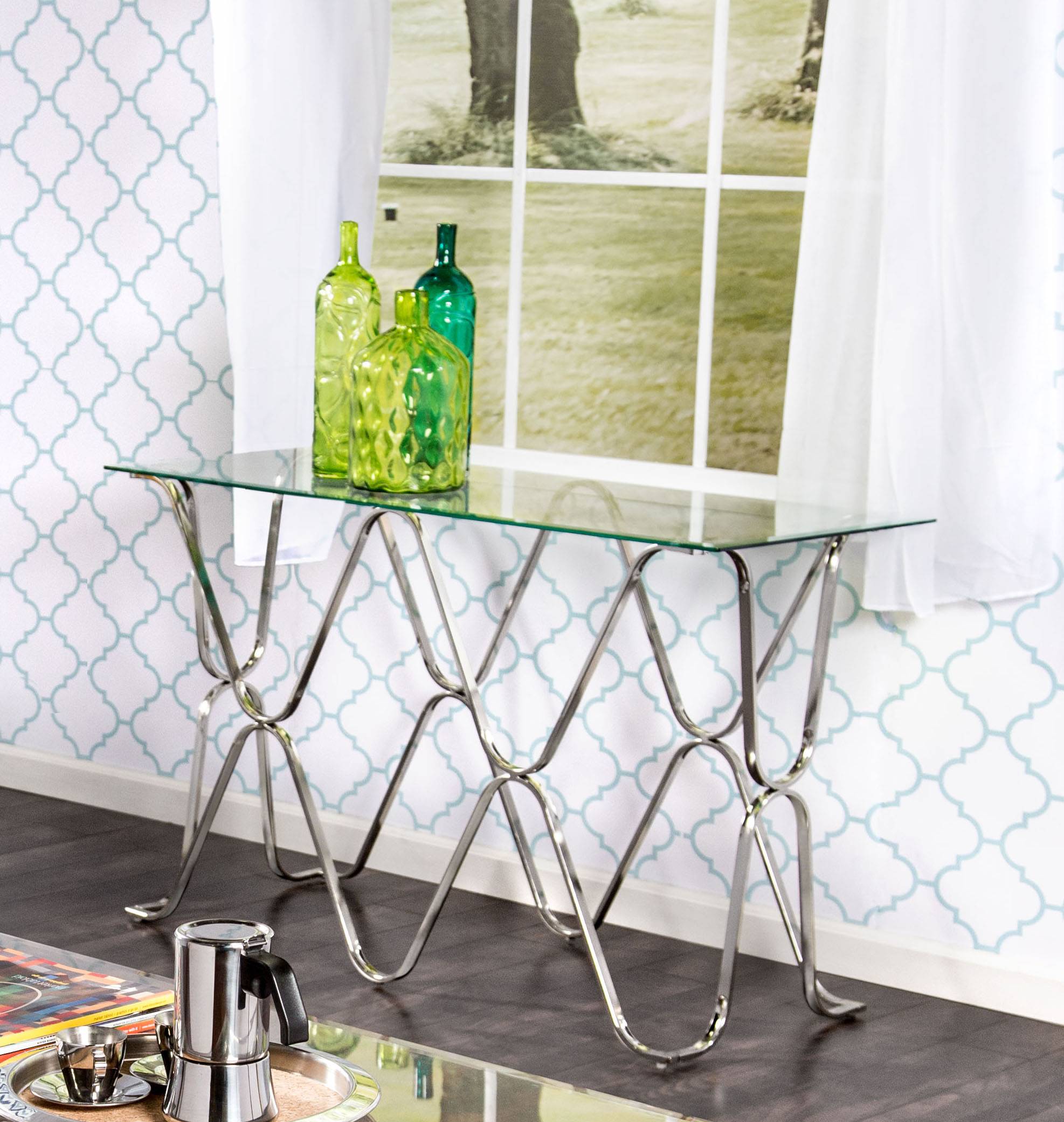 Madorra Contemporary Glass Top Sofa Table