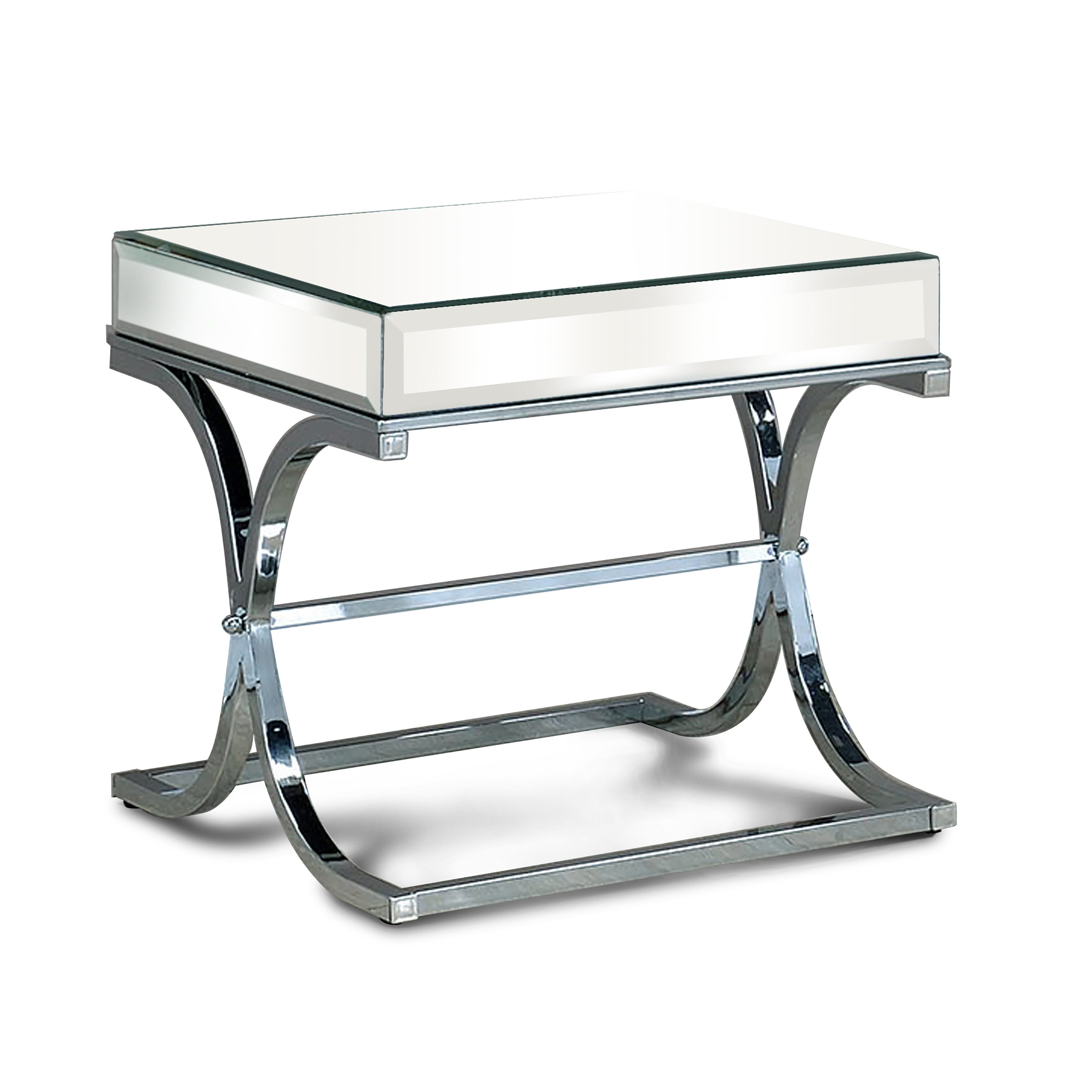 Lorrisa Contemporary Glass Top End Table in Chrome