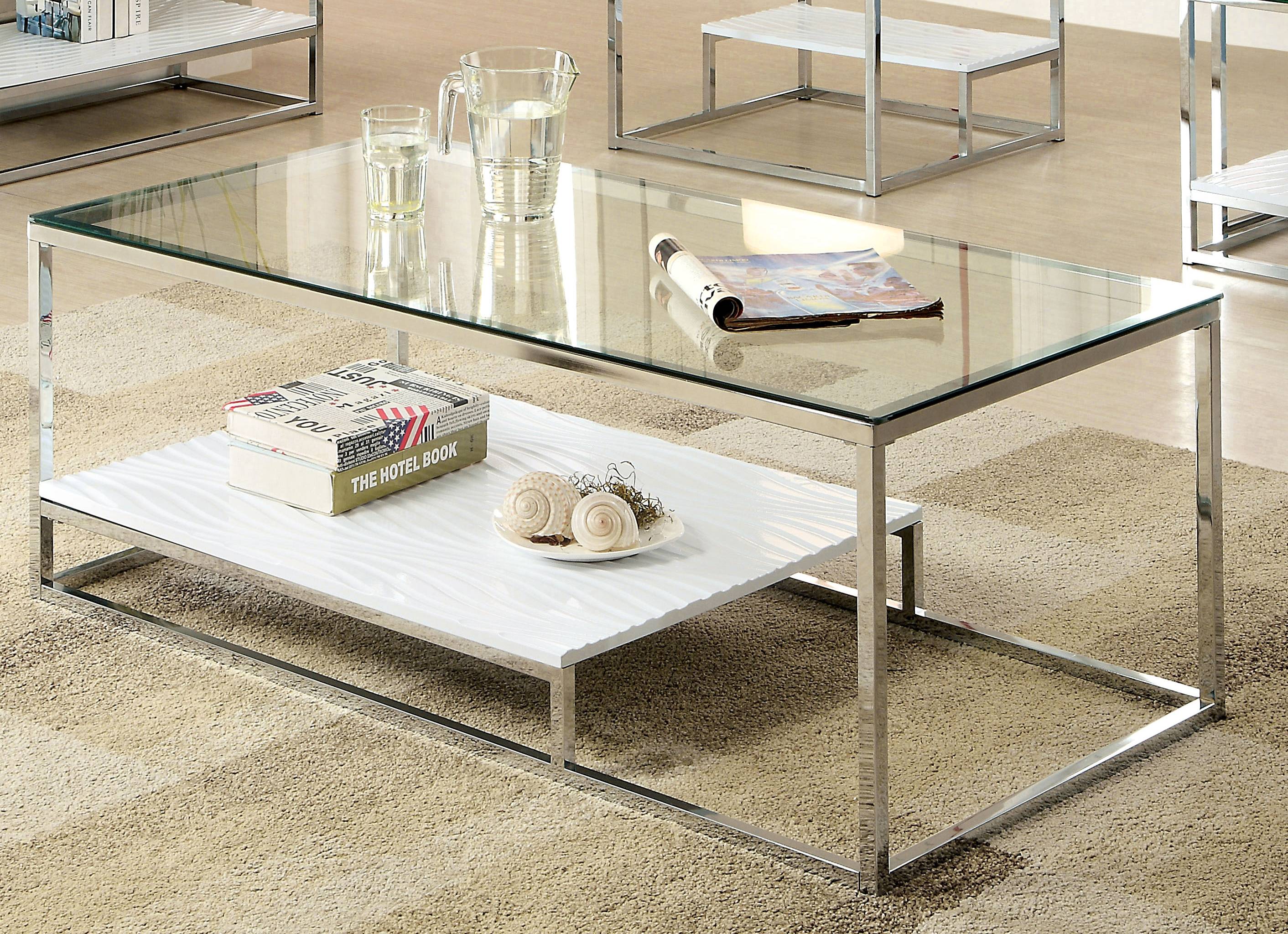 Aldea Contemporary Glass Top Coffee Table