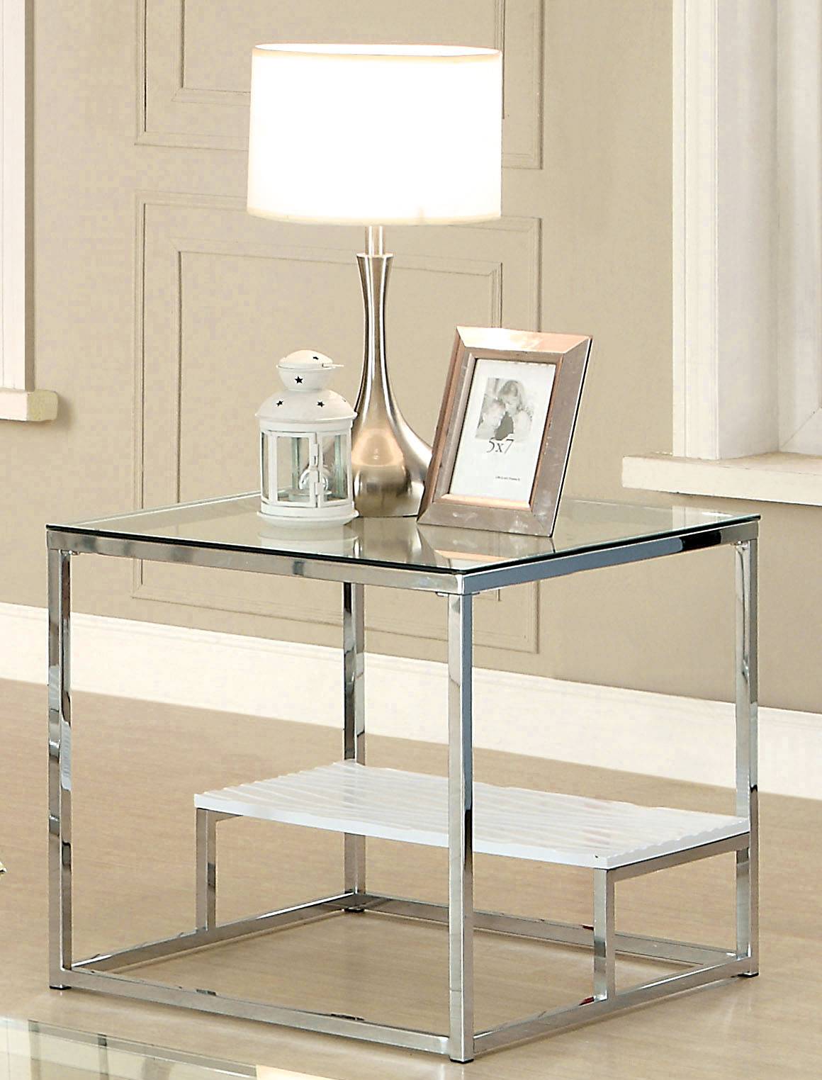 Aldea Contemporary Glass Top End Table