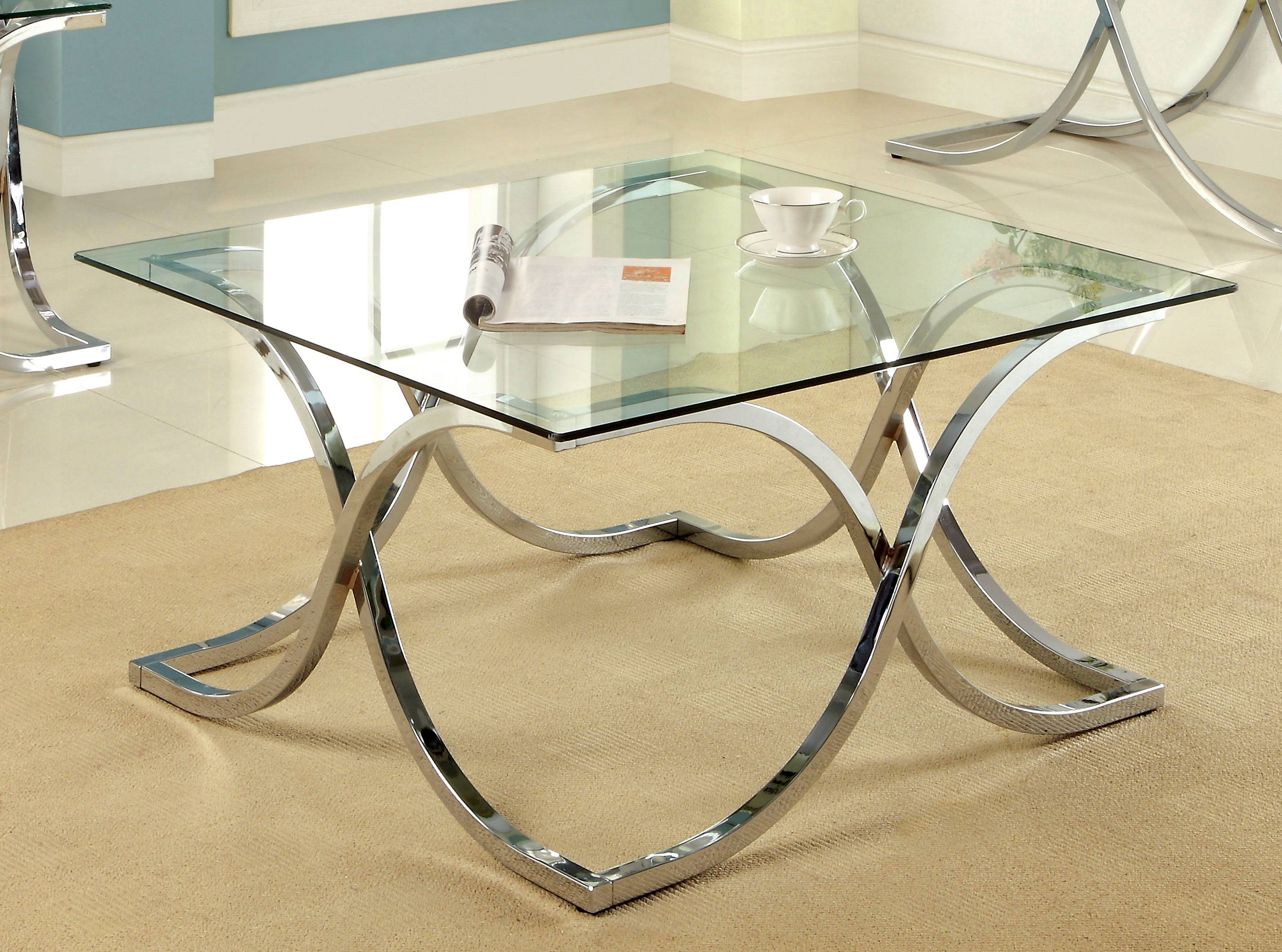 Maxton Contemporary Glass Top Coffee Table