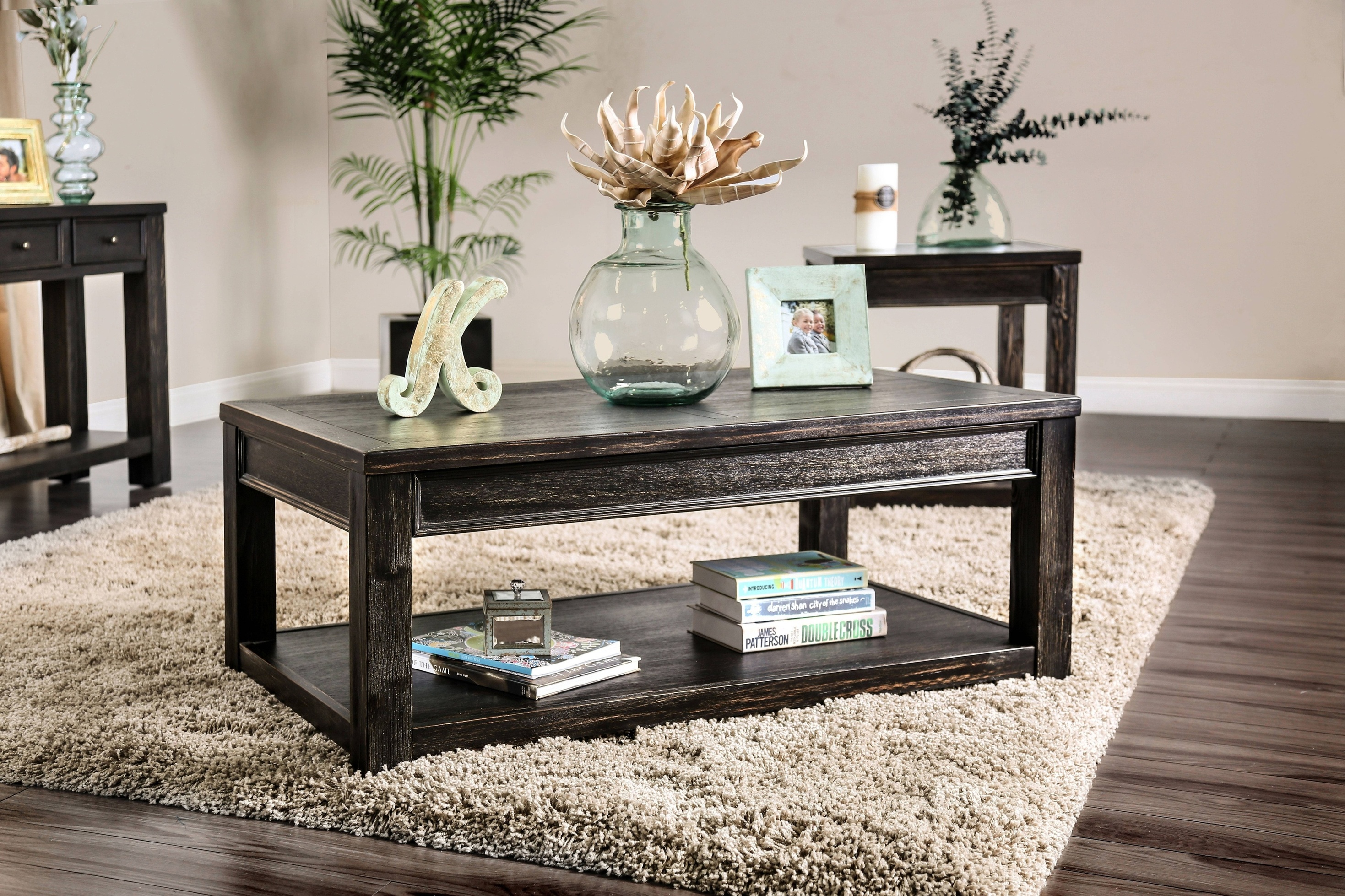 Novali Rustic Open Storage Coffee Table