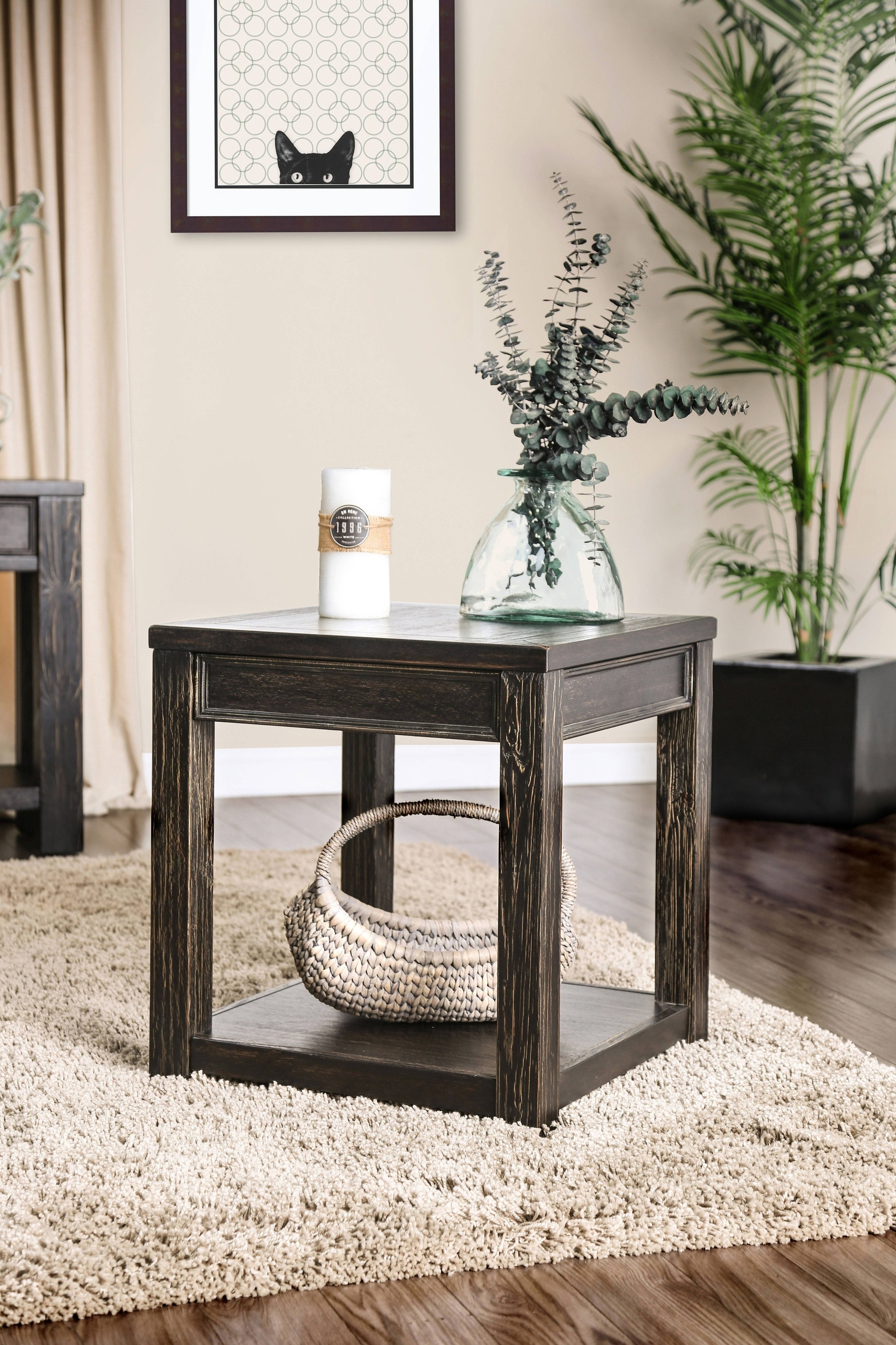 Novali Rustic Open Shelf End Table