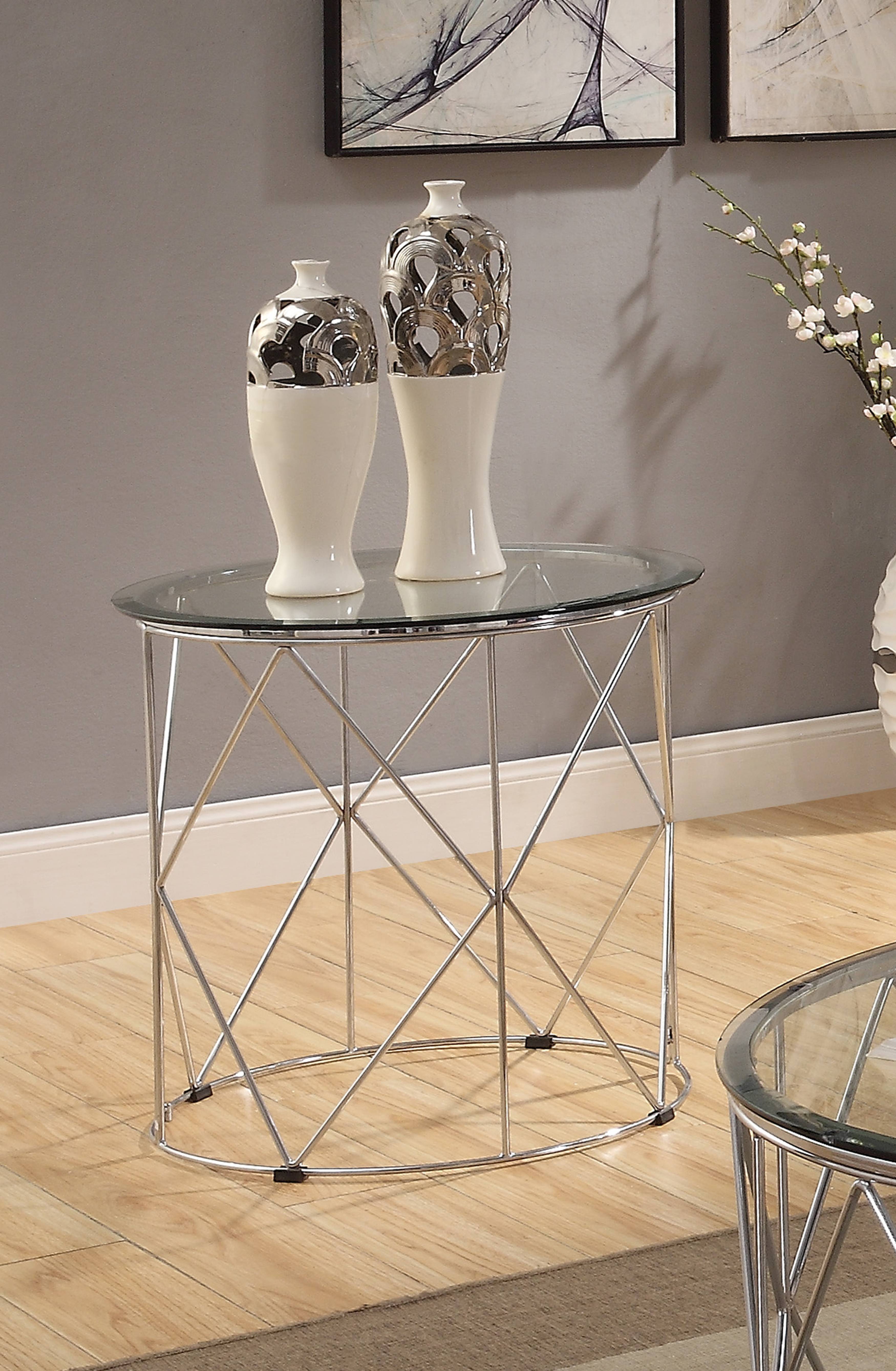 Fland Glass Top End Table