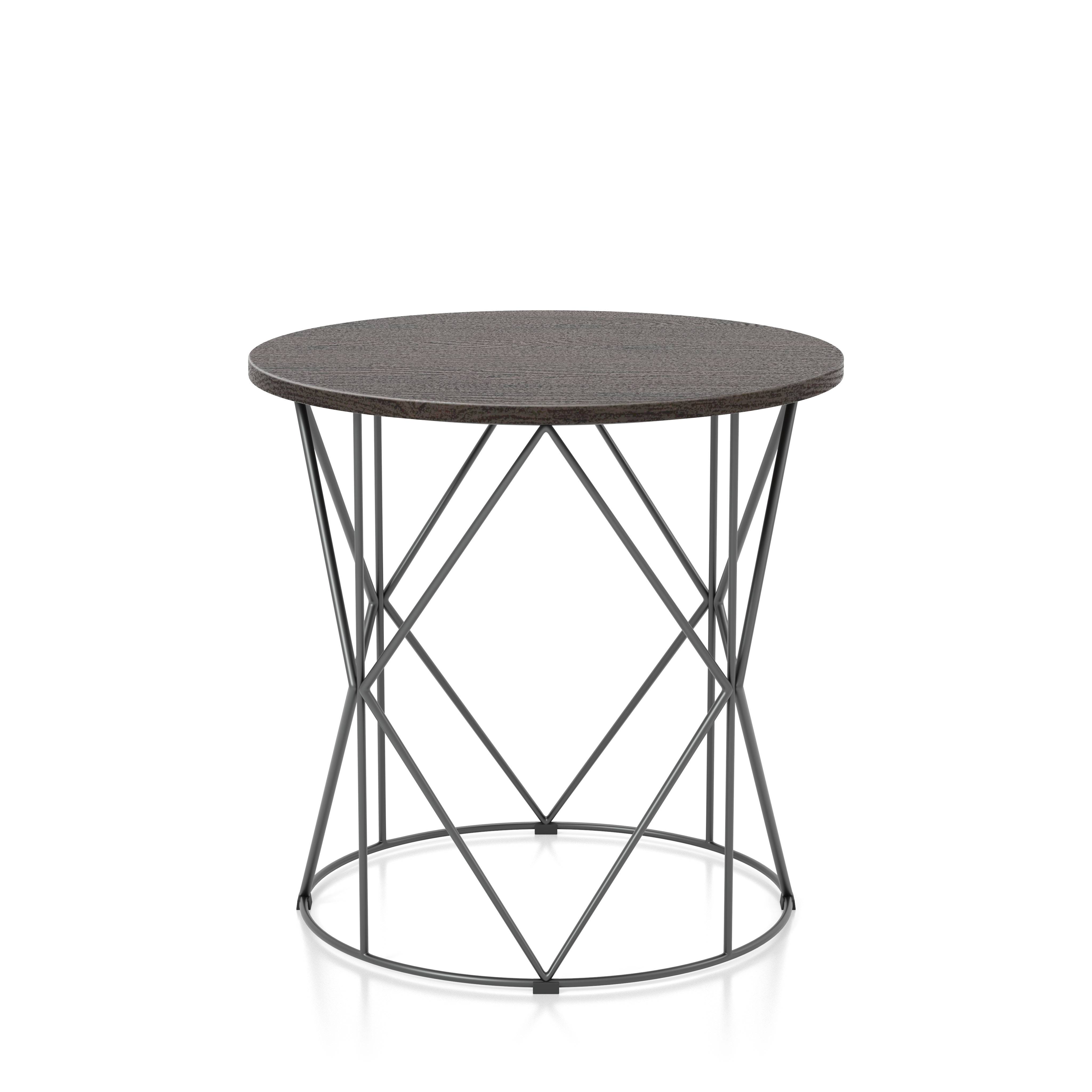 Borche Geometric Base End Table in Walnut