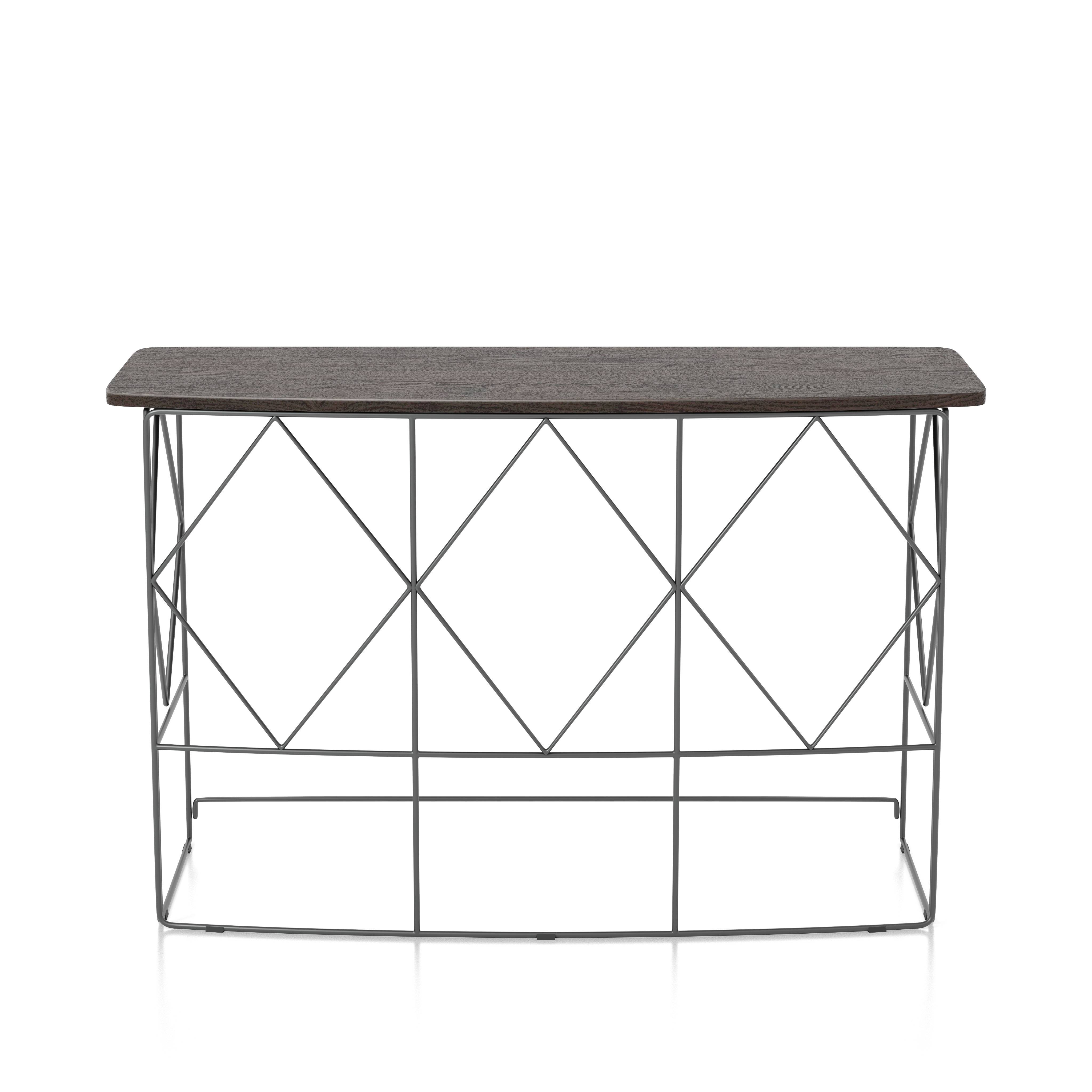 Borche Geometric Base Console Table in Walnut