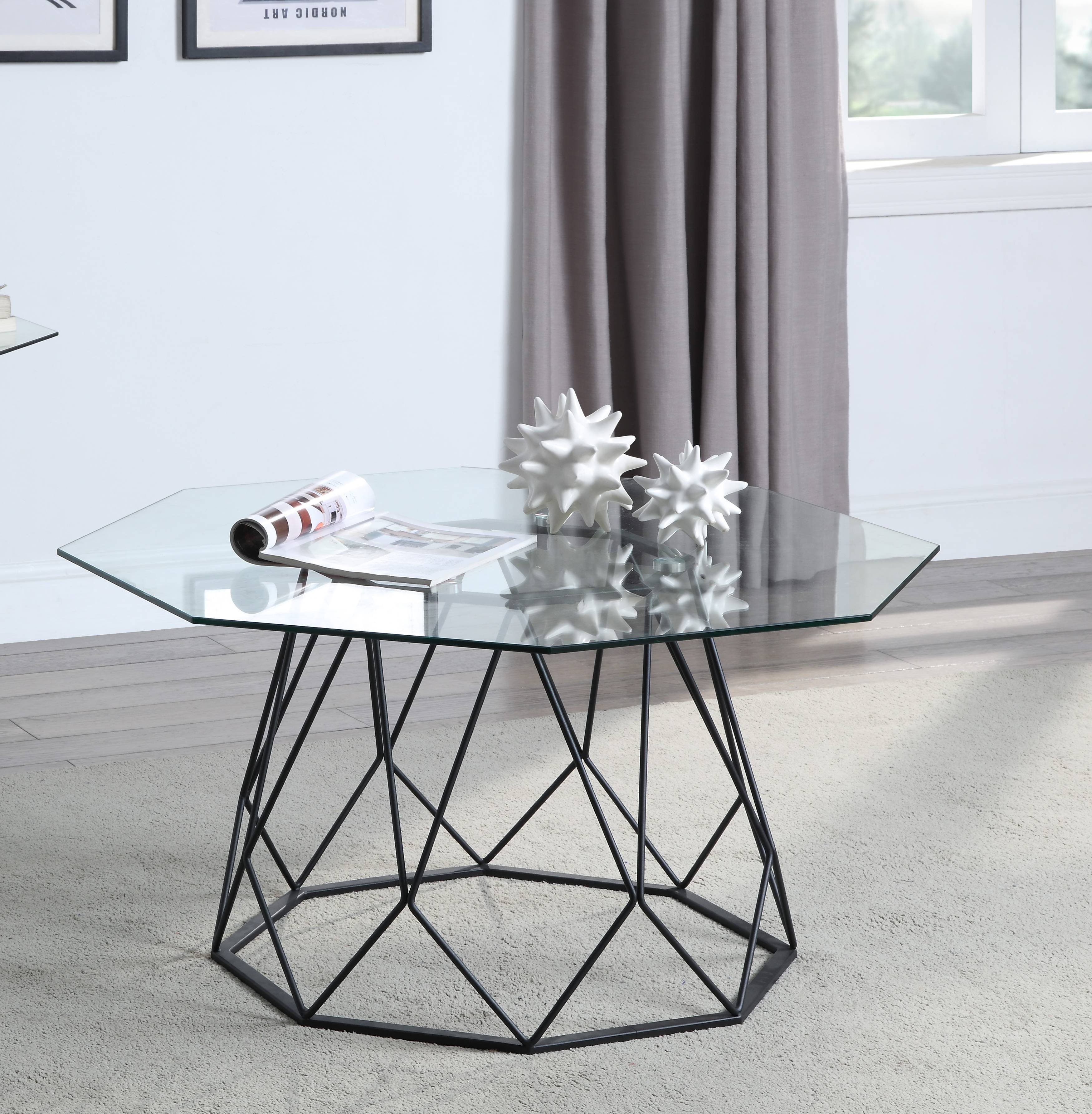Growder Glass Top Coffee Table in Black